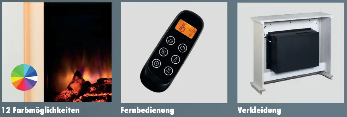 Primaster Elektrokamin weiß matt Calgary 1800/2000 Watt 122,1 x 87,6 cm