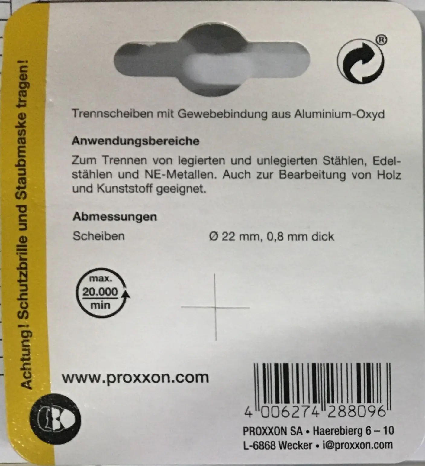 Proxxon Micromot Trennscheiben mit Gewebe Ø 22 x 1,8 mm 50 Stück