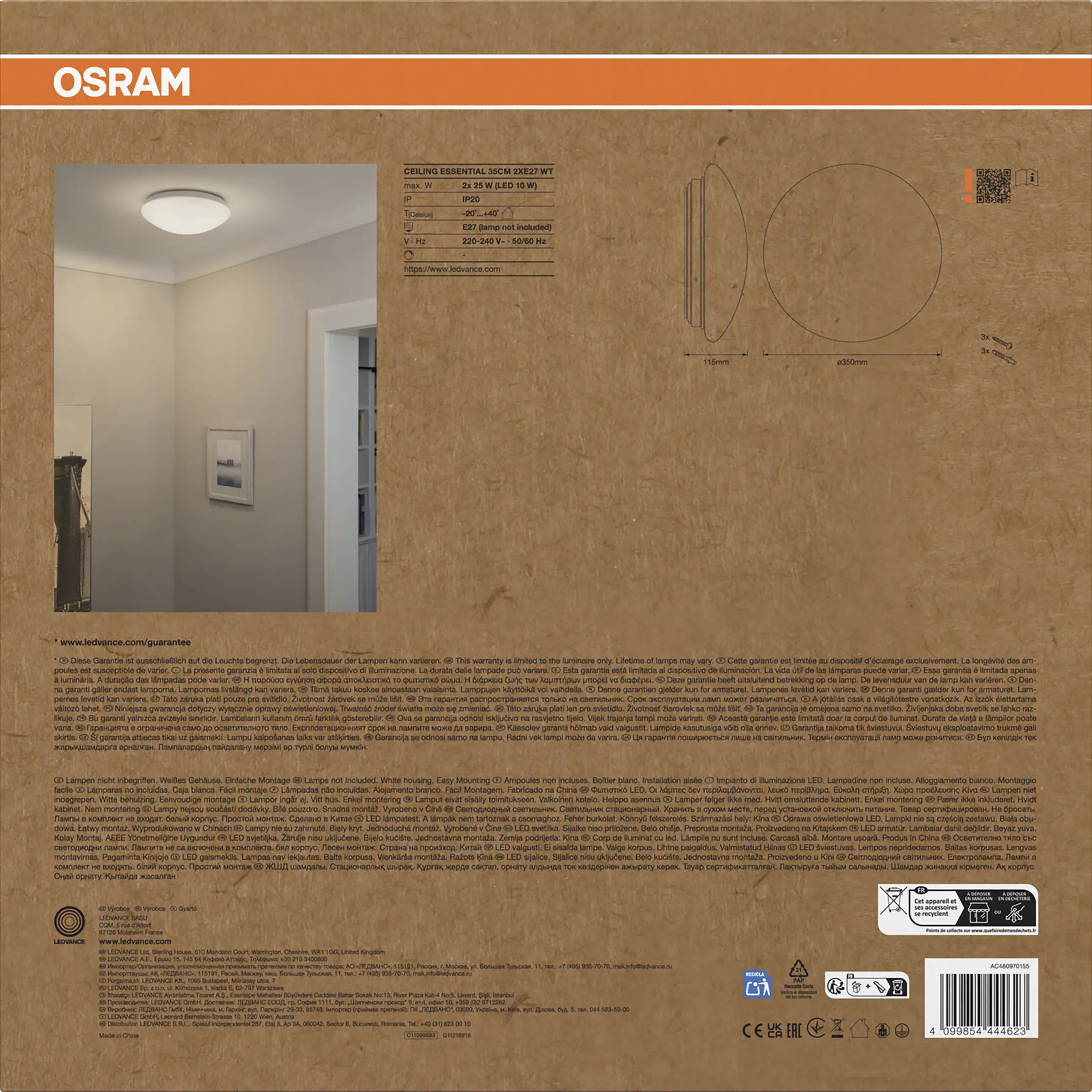 Ledvance LED-Deckenlampe Ceiling Essential 2x E27 35 cm weiß