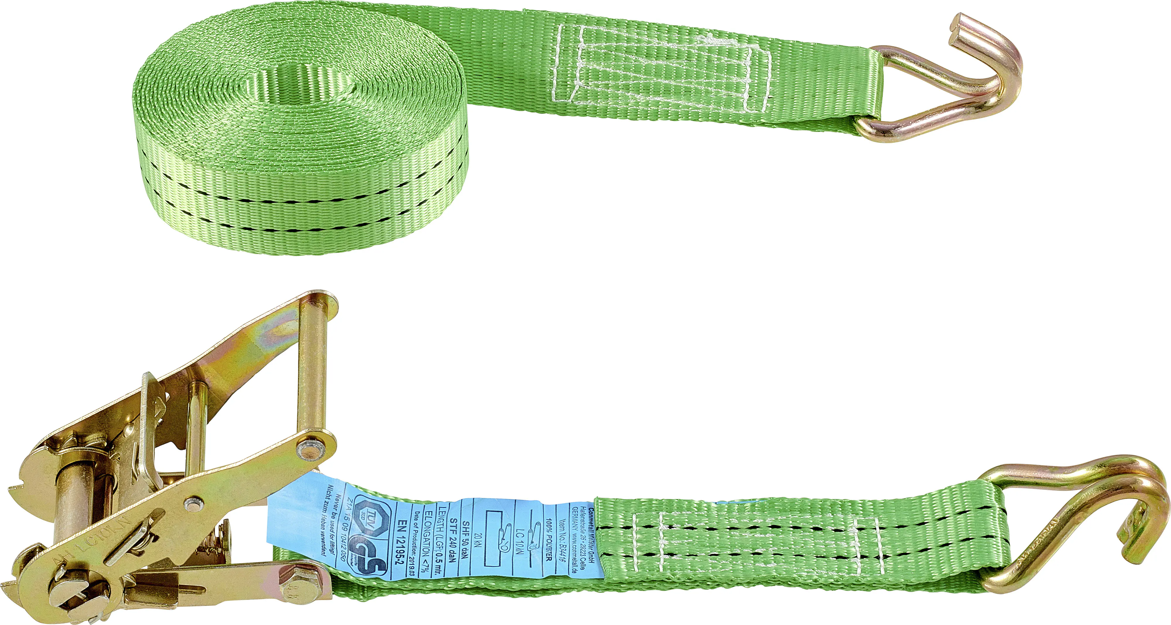Conmetall Zurrgurt mit Ratsche und Haken 6 m x 35 mm bis 2.000 kg
