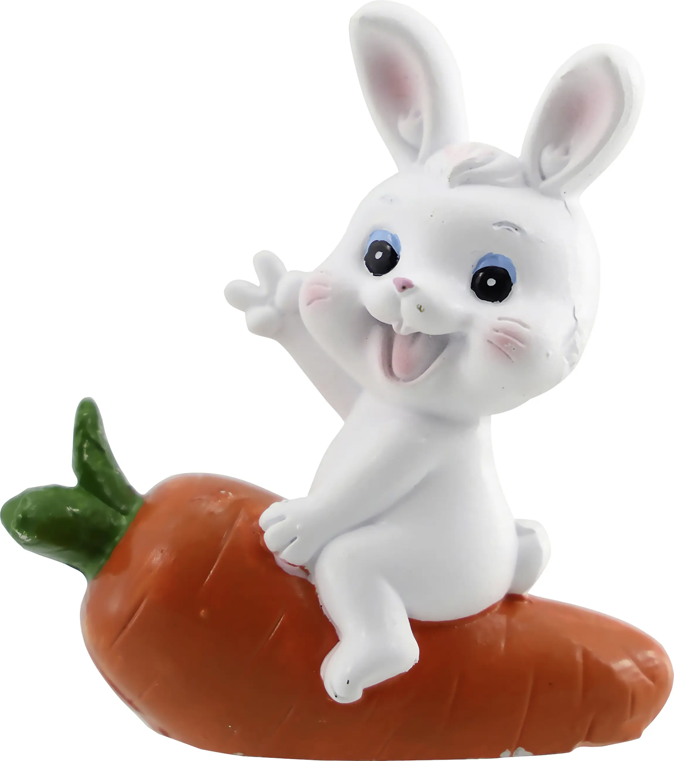Dekofigur Osterhase auf Karotte 9,5 x 10 cm weiß orange