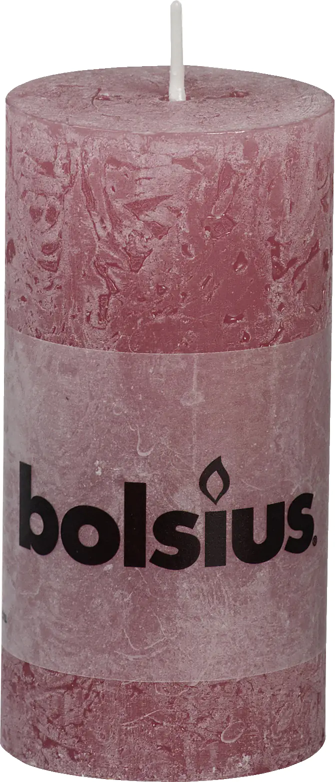 Bolsius Rustik Stumpenkerze altrosa, Höhe 10 cm, Ø 5 cm