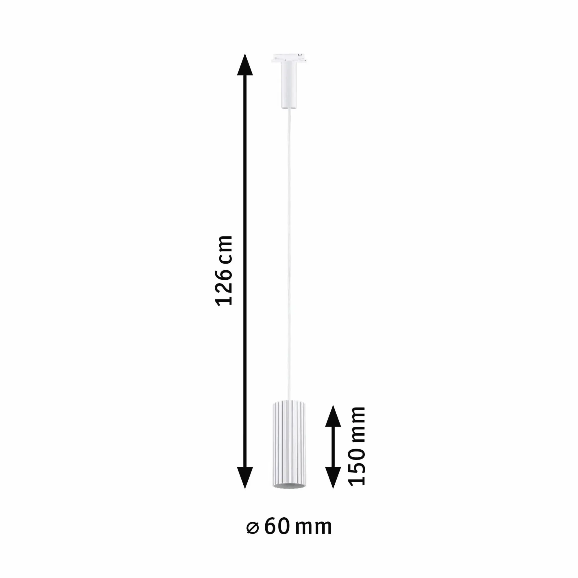 Paulmann URail Pendelleuchte Lirena Ø 6 x 126 cm signalweiß dimmbar