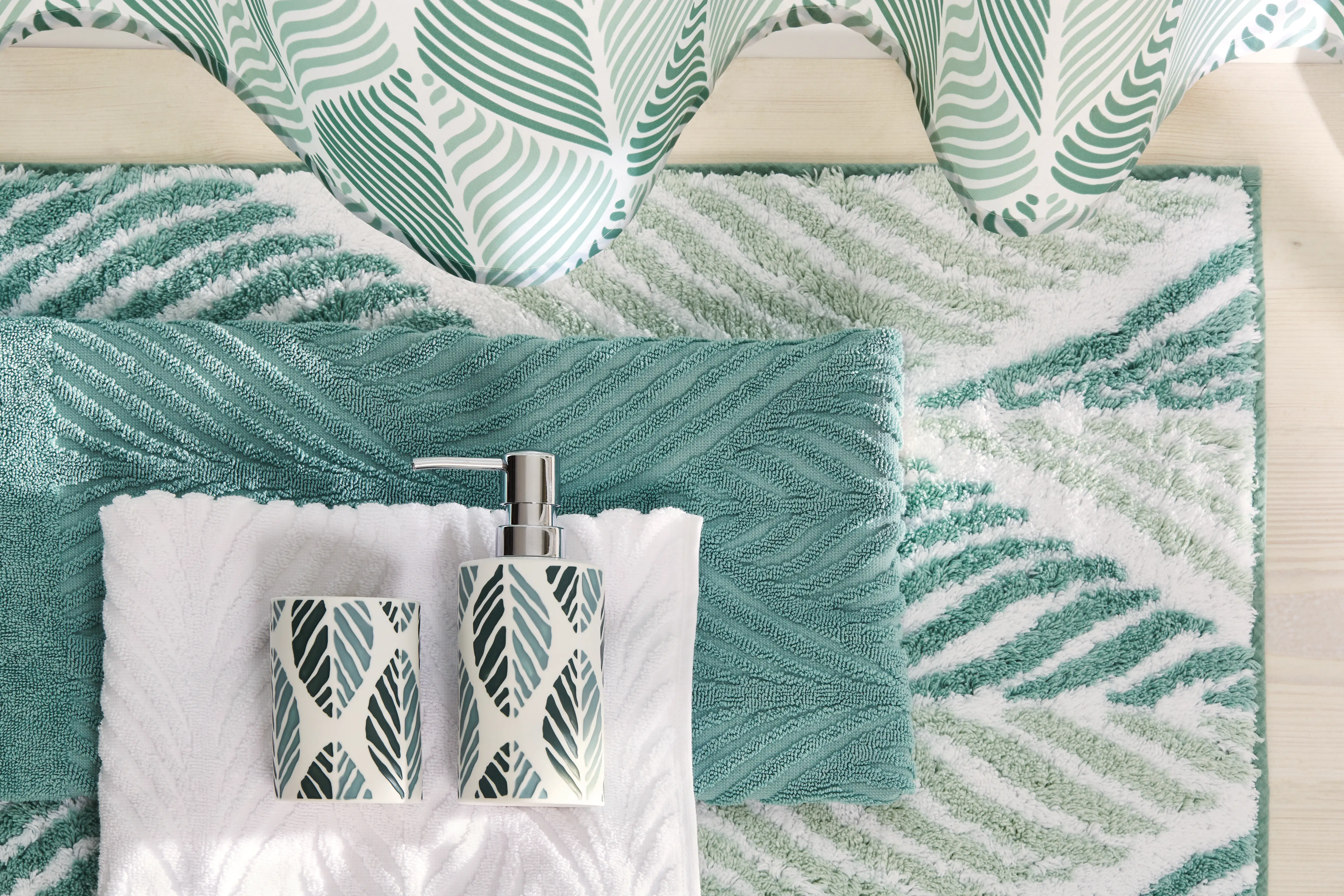 Kleine Wolke Duschvorhang Leaf Maledivia, 180 x 200 cm