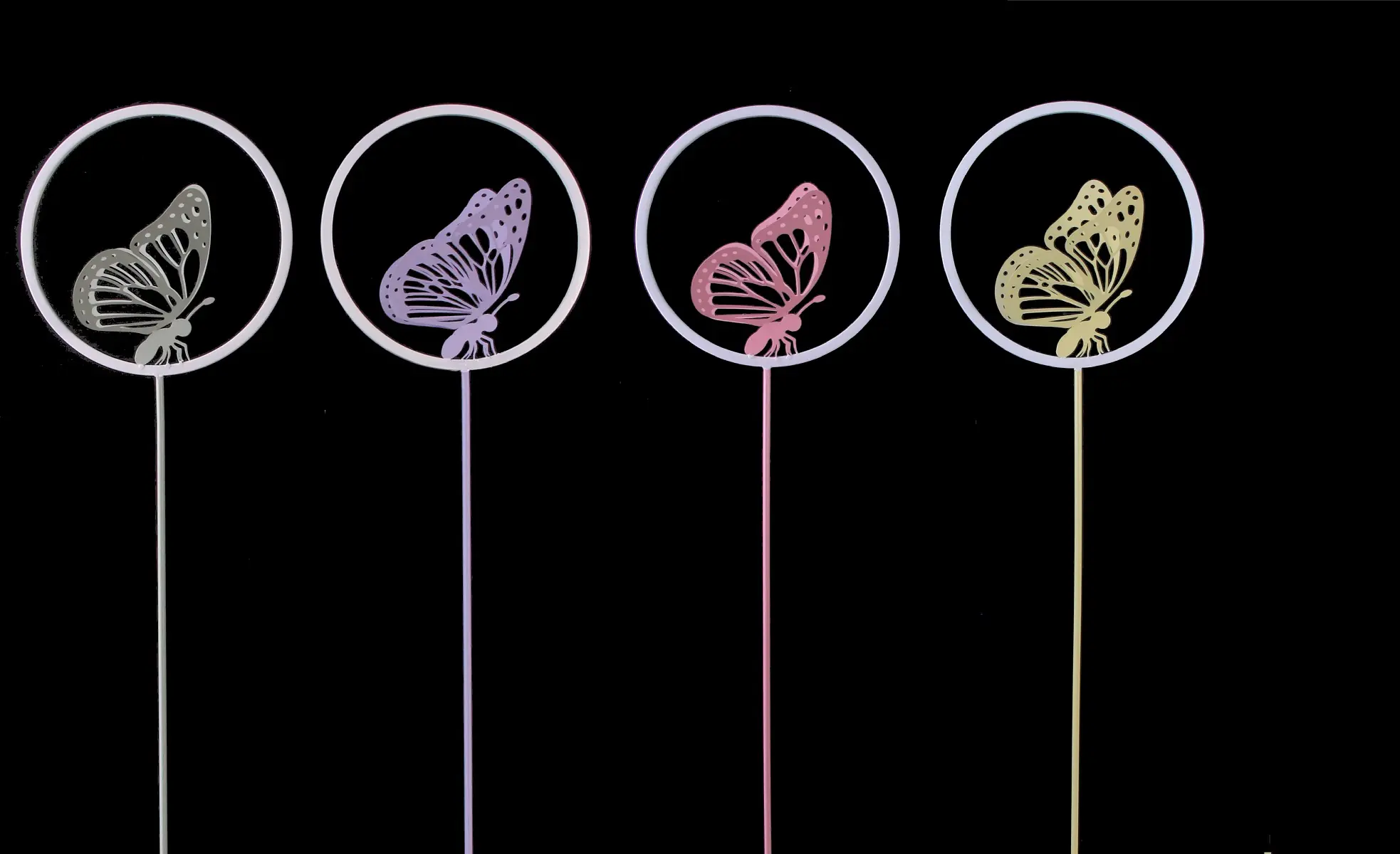 TrendLine Gartenstecker Schmetterling Metall Ø 25 x 118 cm 4-fach sortiert