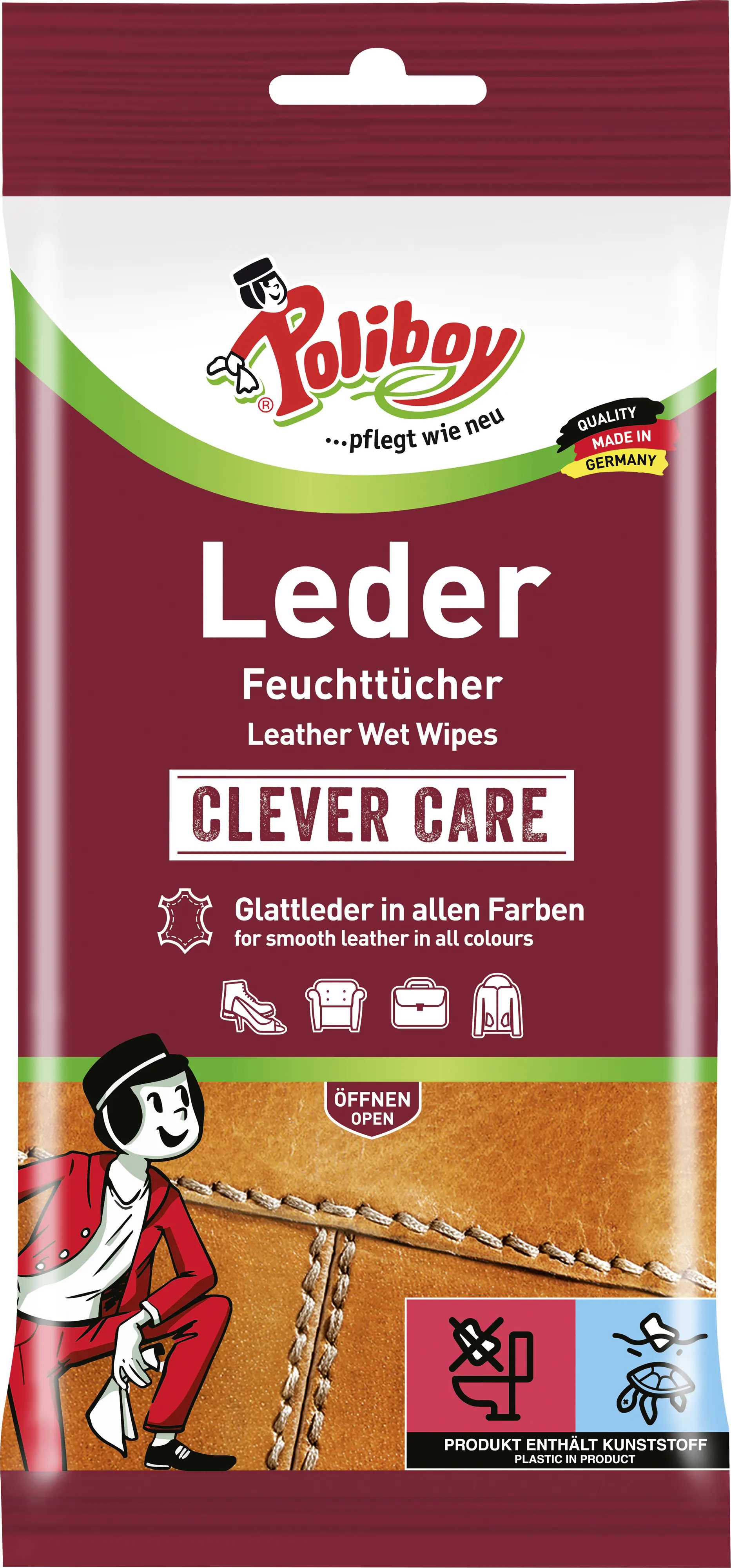 Poliboy Lederpflege Feuchttücher 20 Stück