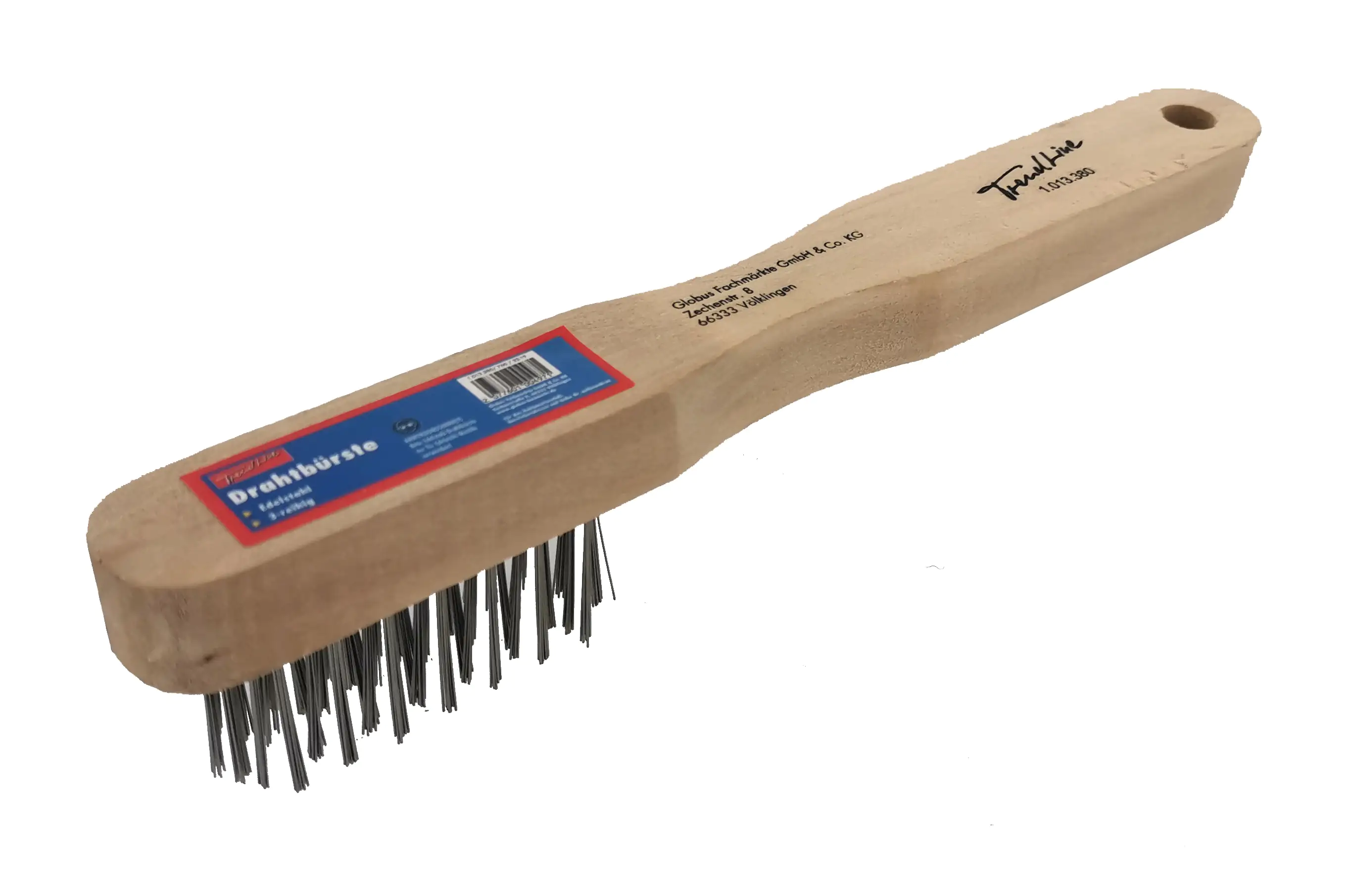 TrendLine Drahtbürste Edelstahl 3-reihig Holzgriff