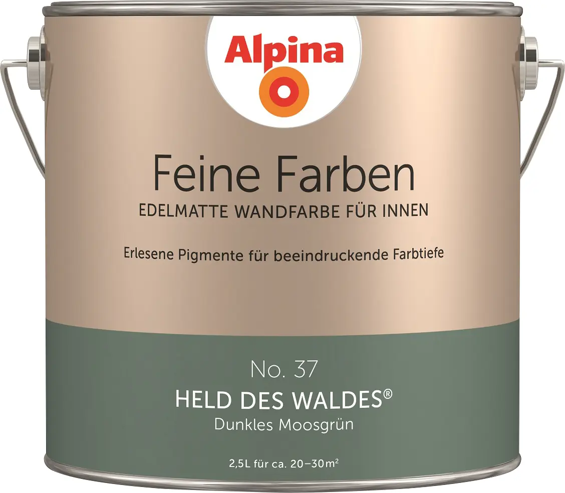 Alpina Feine Farben Wandfarbe No. 37 Held des Waldes - dunkles moosgrün 2,5 L