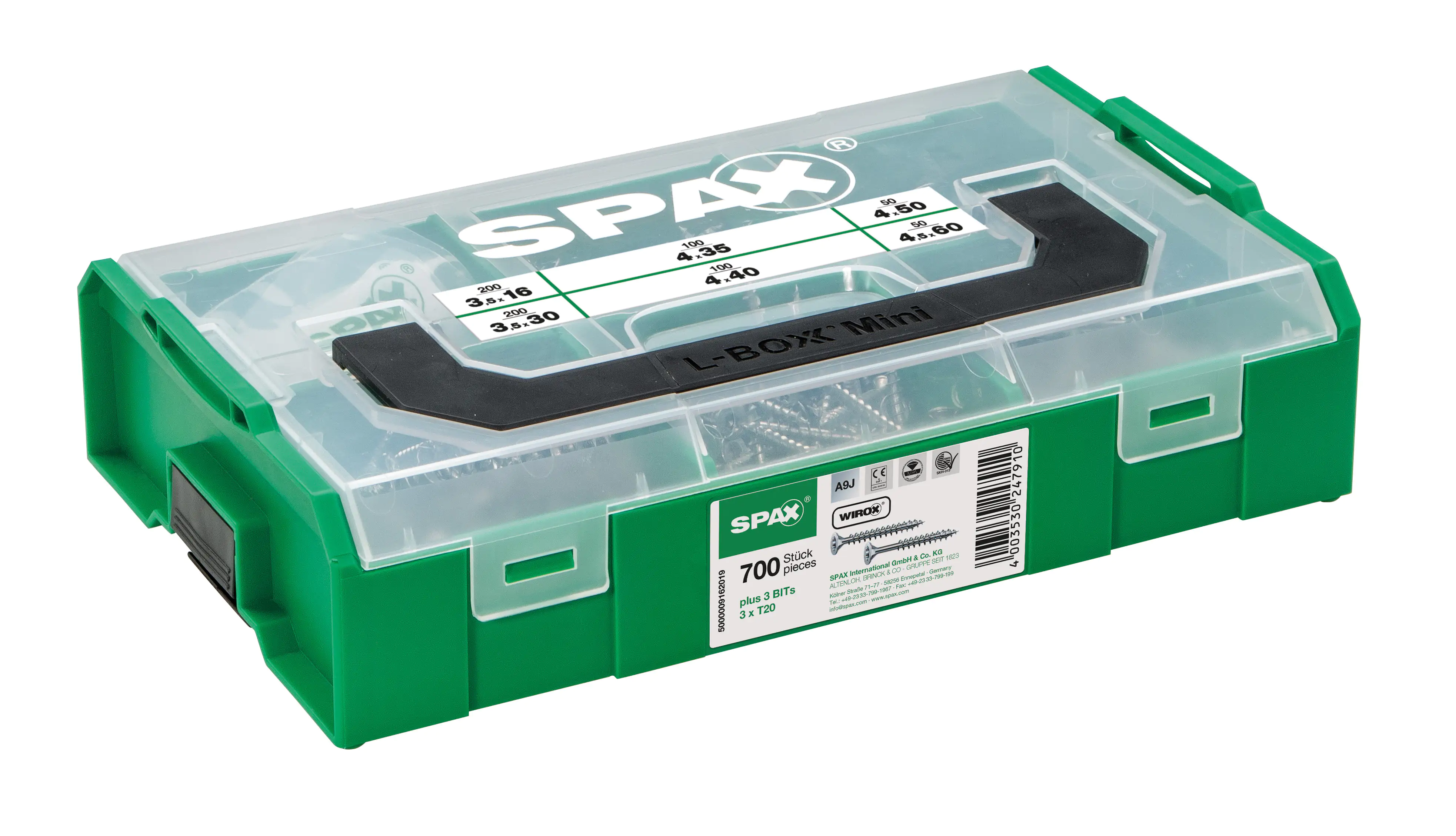 Spax Sortimentskasten inkl. L-Boxx Mini & BITs - 700 Stk.