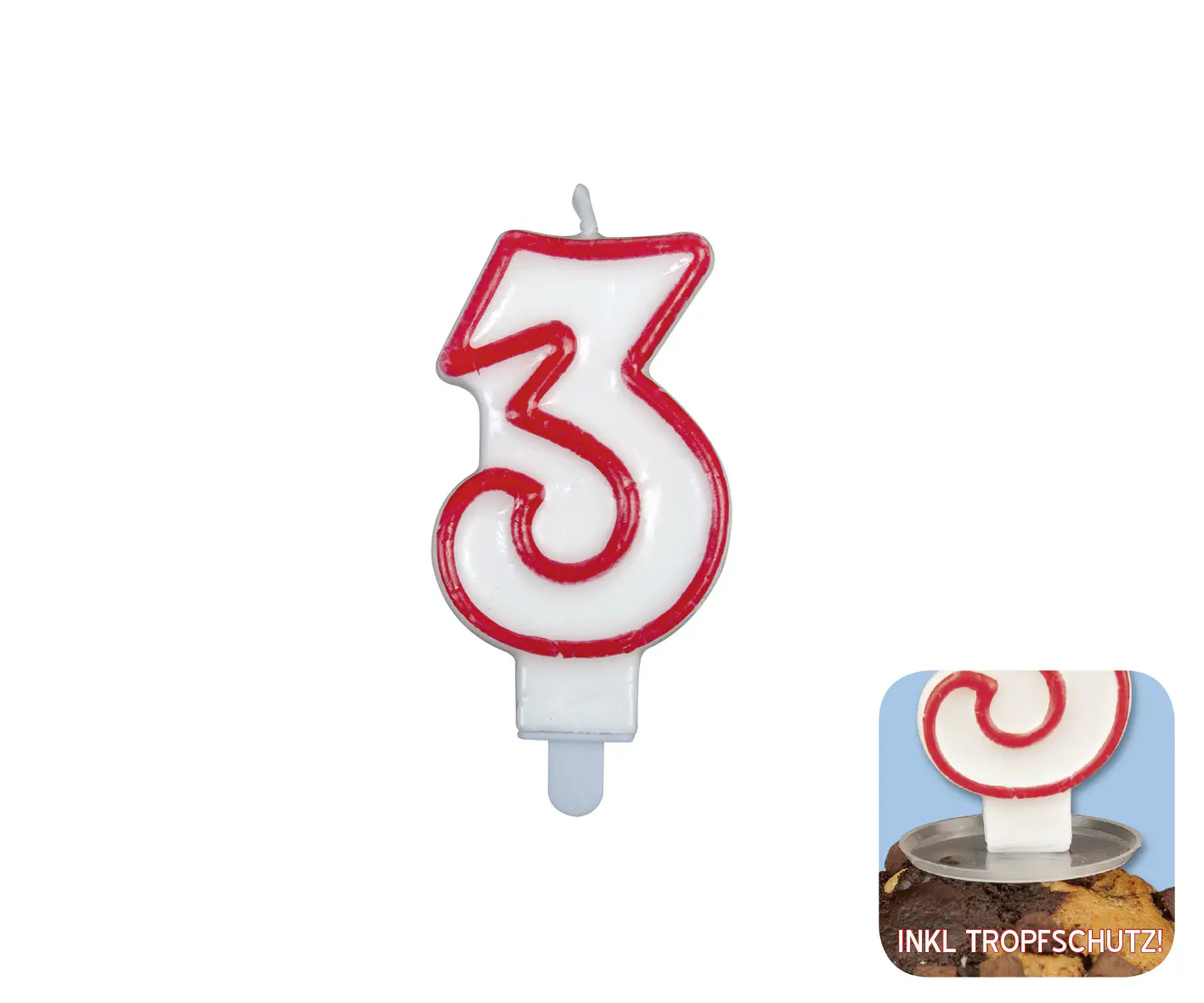 TIB Heyne Zahlengeburtstagskerze Zahl 3 1 Stück