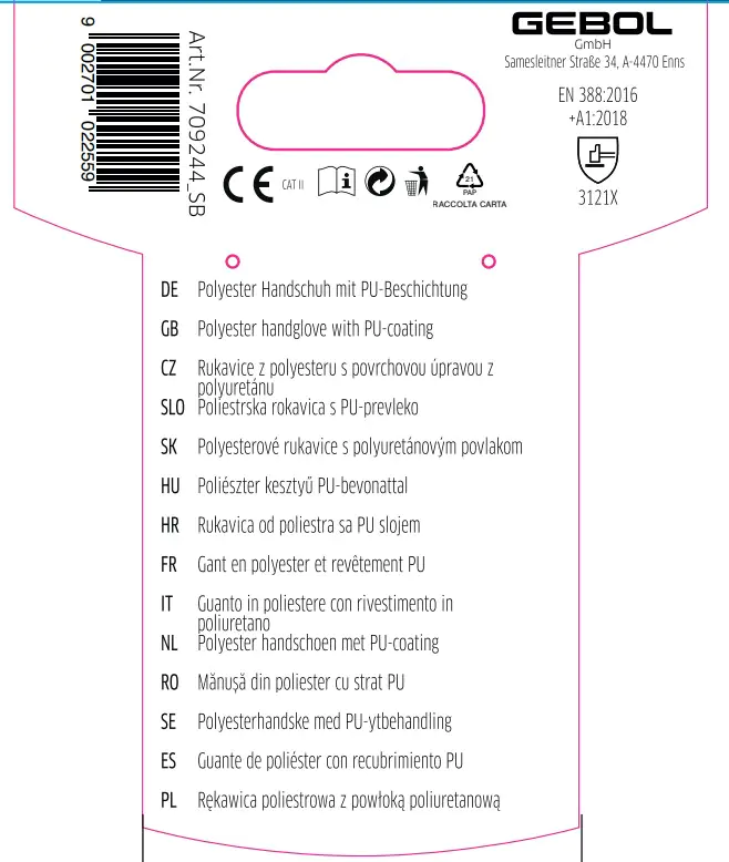 Gebol Handschuh Nano Flex weiß