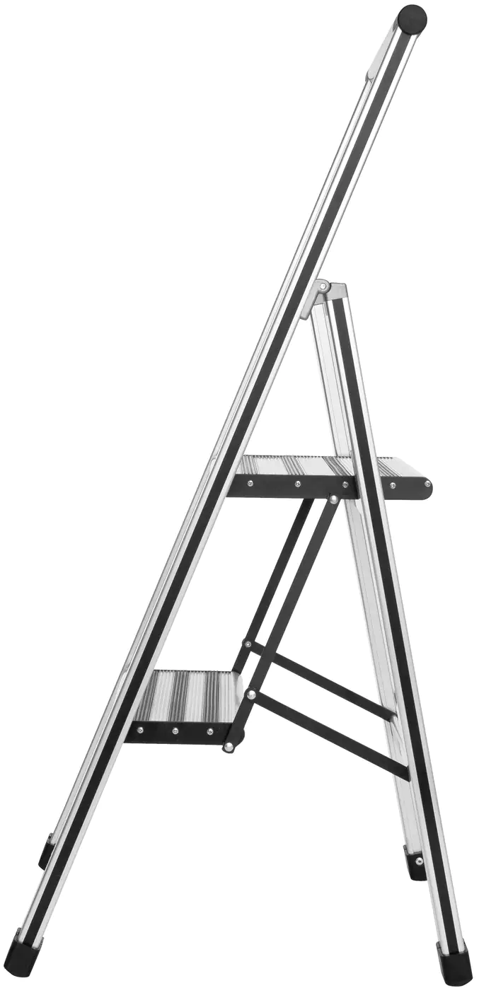 4008838601037_1379148 Wenko Alu-Design Klapptrittleiter 2-stufig, Ultraflach, Breite Stufen, max. 150 kg,