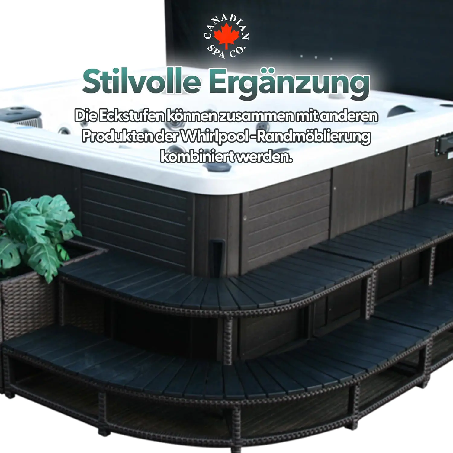 Canadian Spa Ecktreppe - für quadratische Whirlpools dunkelbraun Canadian Spa Ecktreppe - für quadratische Whirlpools dunkelbraun