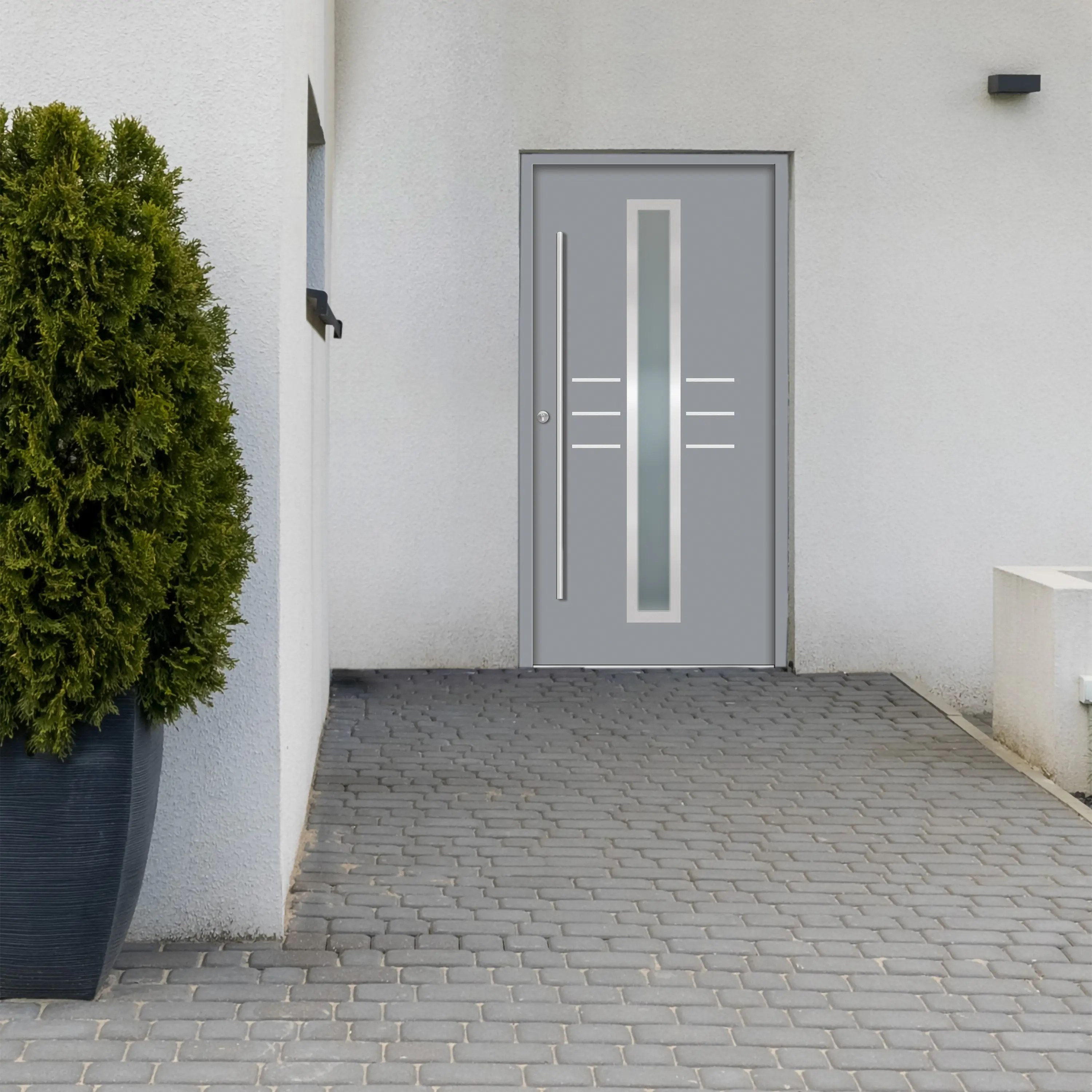 Splendoor Haustür Passivedoor Premium B07 Grau DIN Links 110 x 210 cm