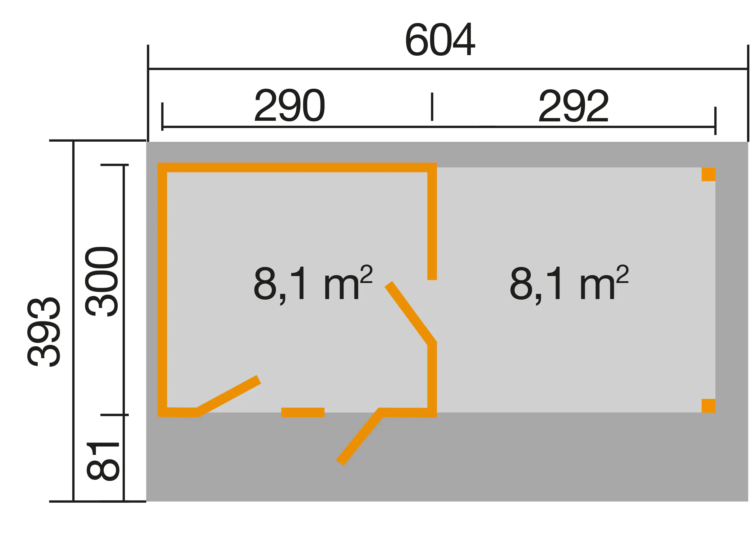 Palmako Gartenhaus Holz Grace 561 x 290 cm naturbelassen