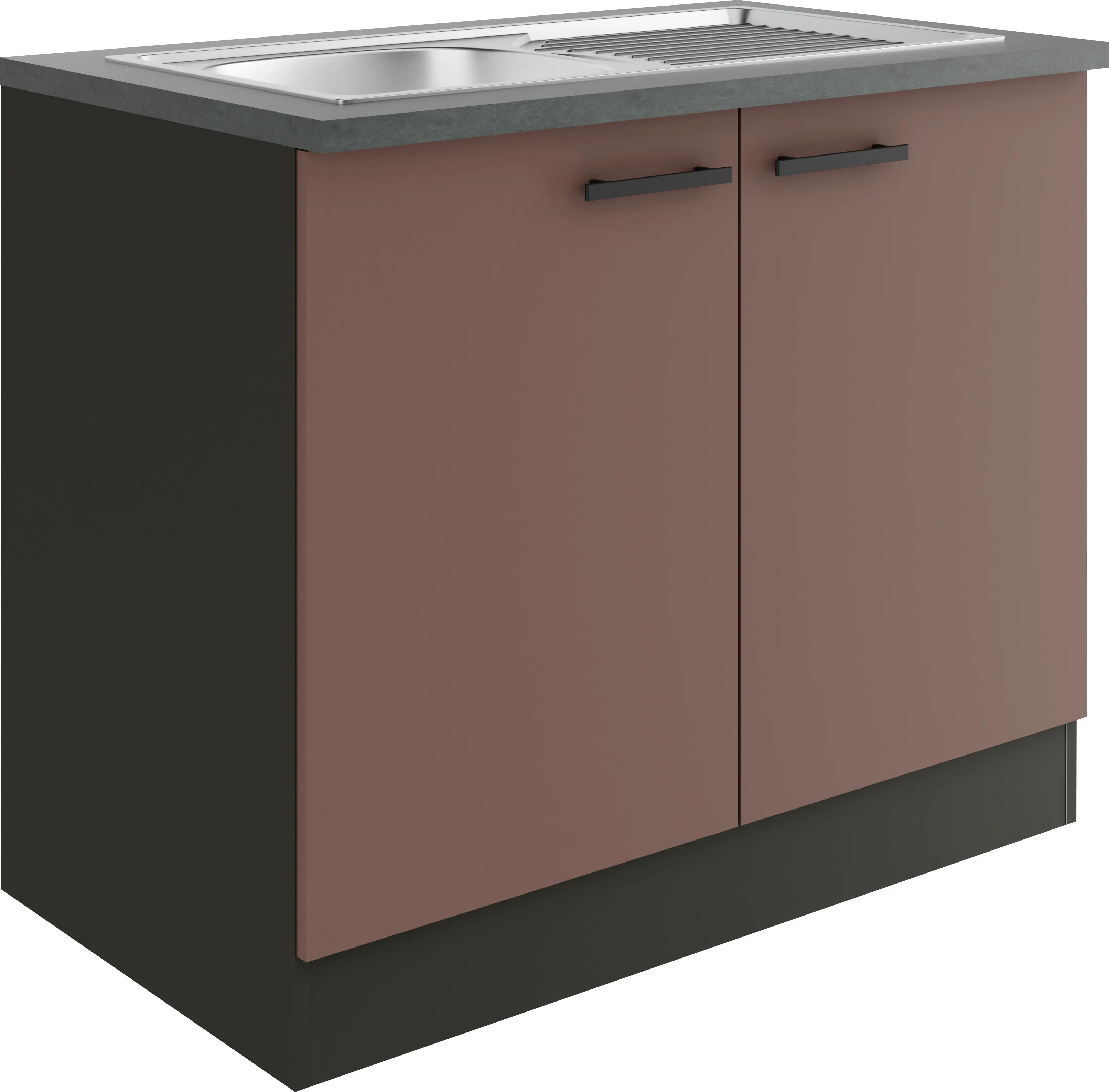 Optifit Spülenunterschrank Nizza 407 rostrot/anthrazit matt 100 cm