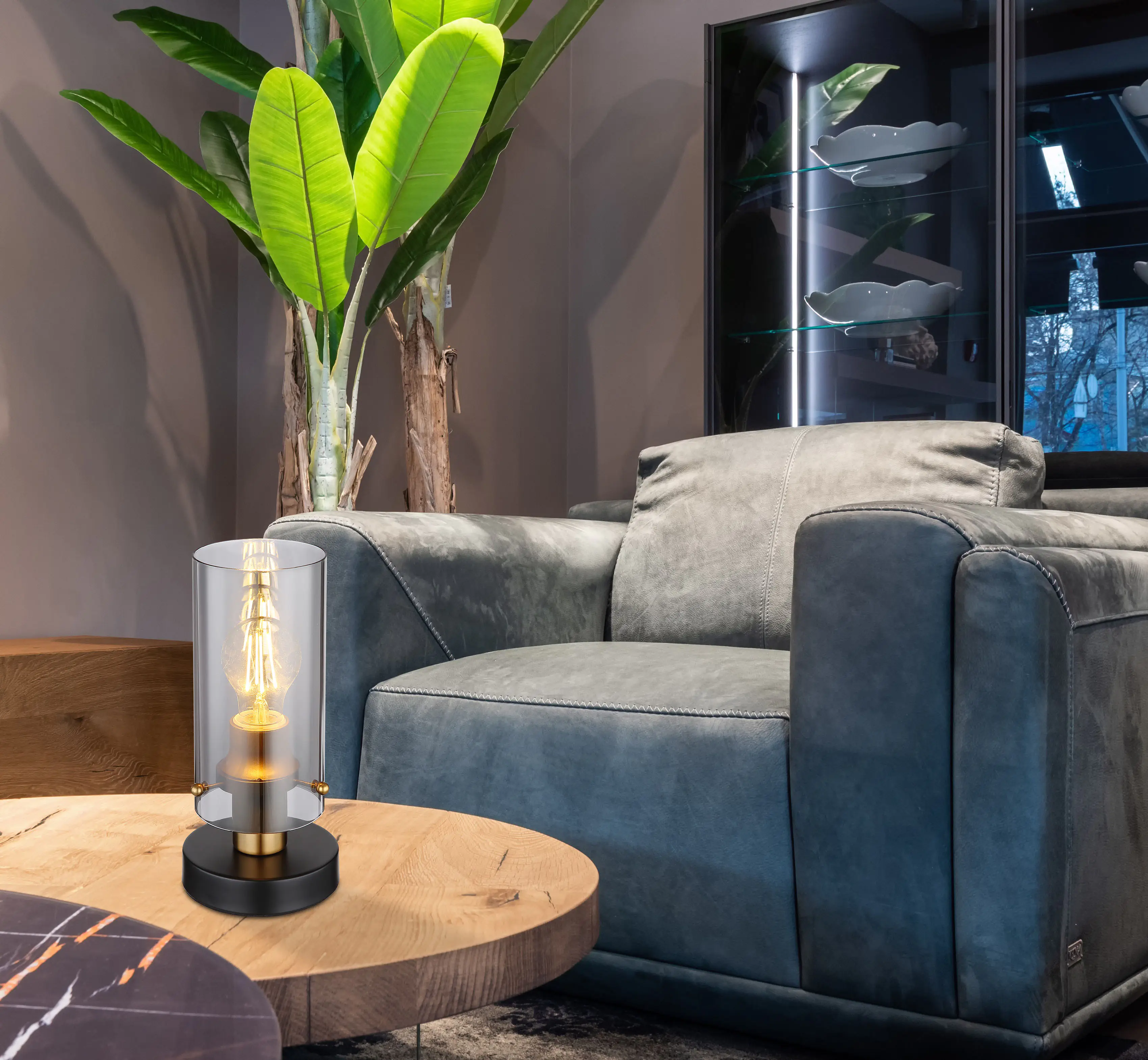 Globo Tischleuchte Annika schwarz 30 x 9 cm E 27, max. 25 W, dimmbar