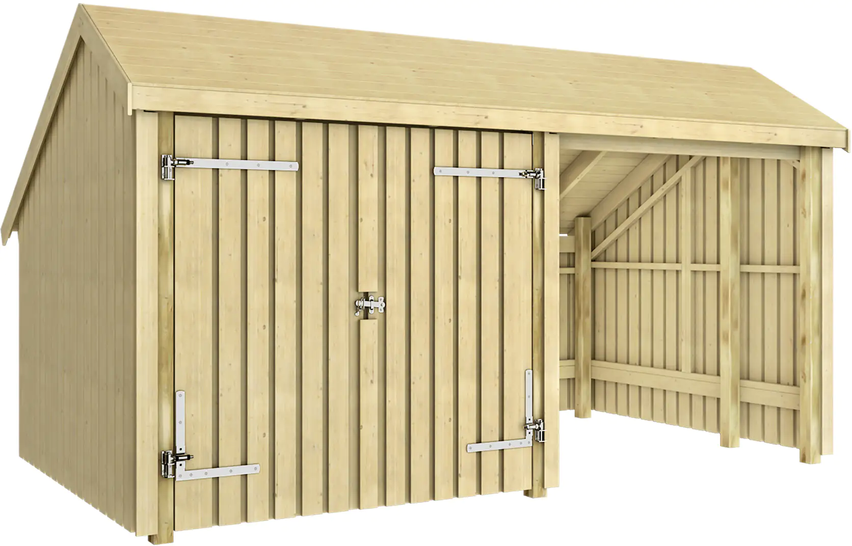 Plus Gartenhaus Multi 2 Module 445 x 258 cm natur mit Doppeltür