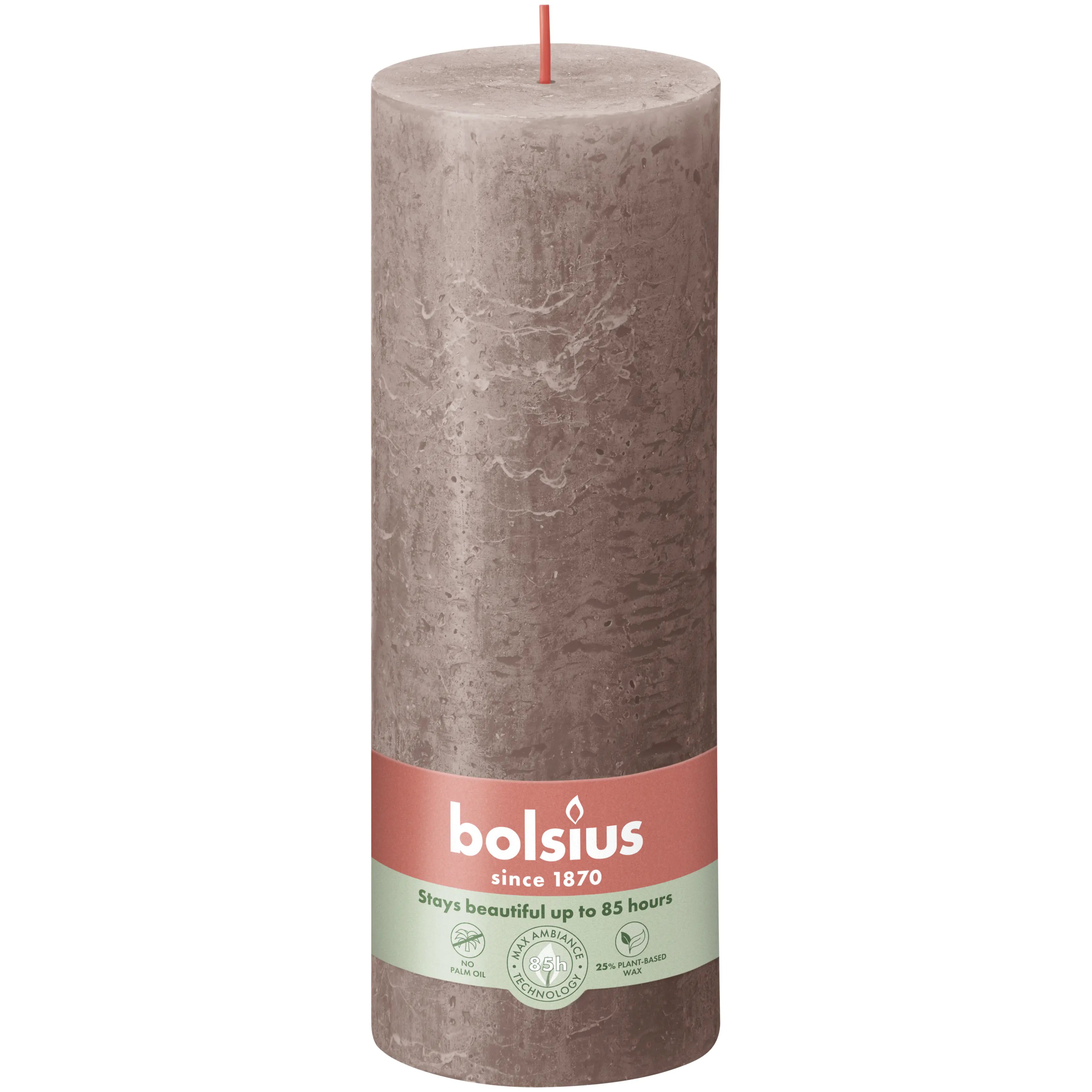 Bolsius Rustik Stumpenkerze 190/68 mm Rustikales Taupe