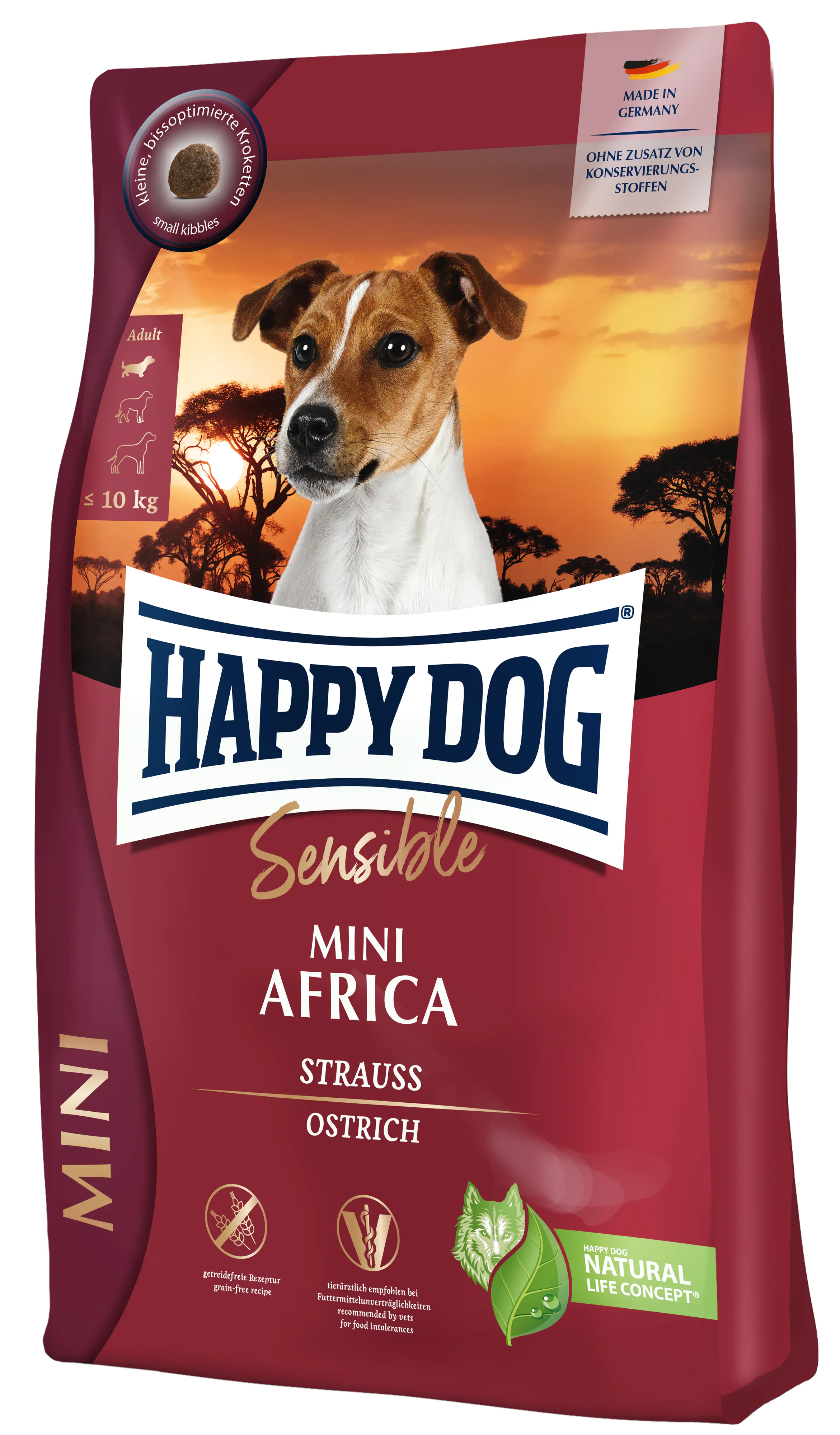 Happy Dog Trockenfutter Sensible Mini Africa Strauß 300 g Happy Dog Trockenfutter Sensible Mini Africa Strauß 300 g