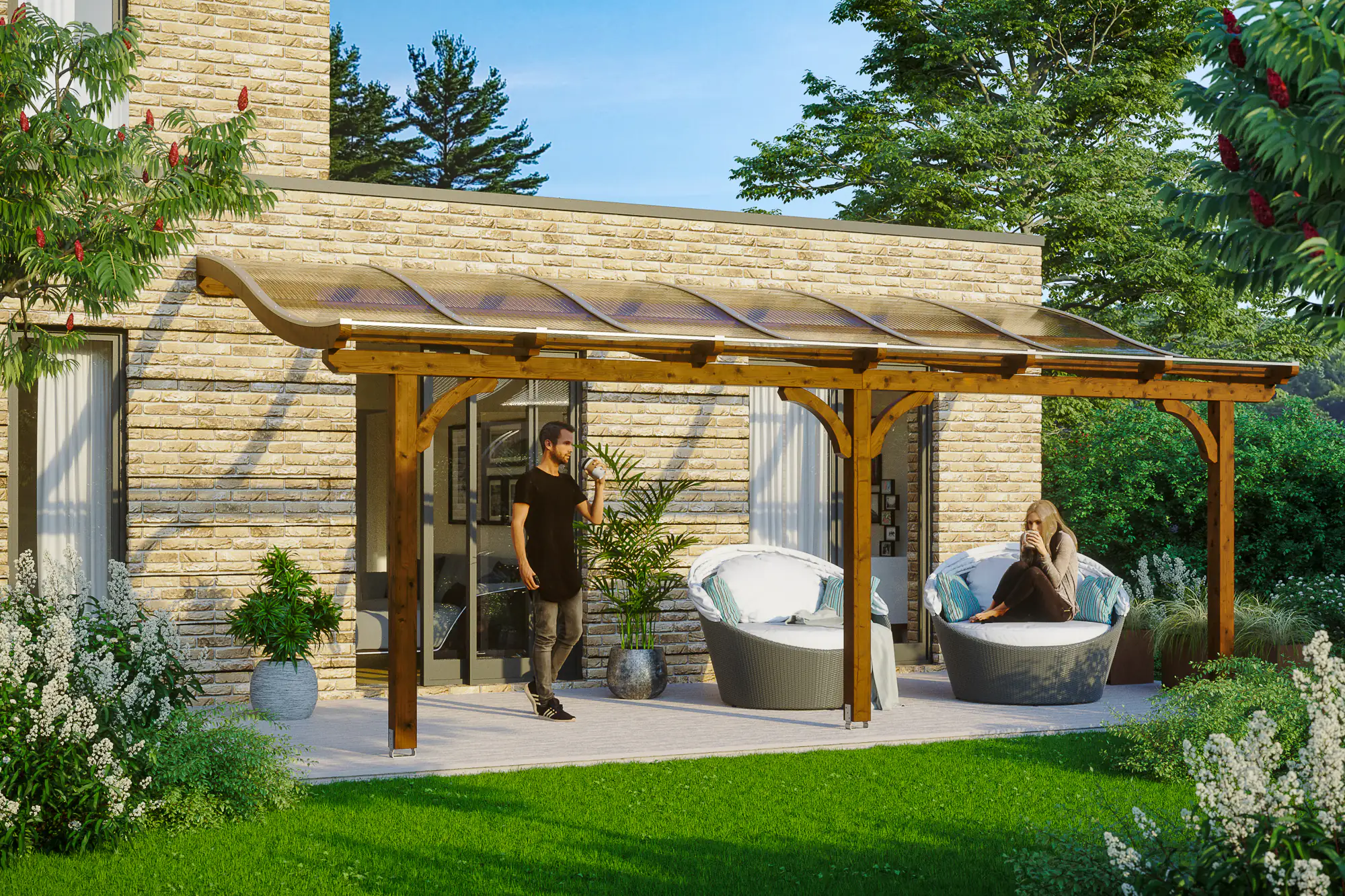 SKAN HOLZ Terrassenüberdachung Venezia 648 x 239 cm Leimholz