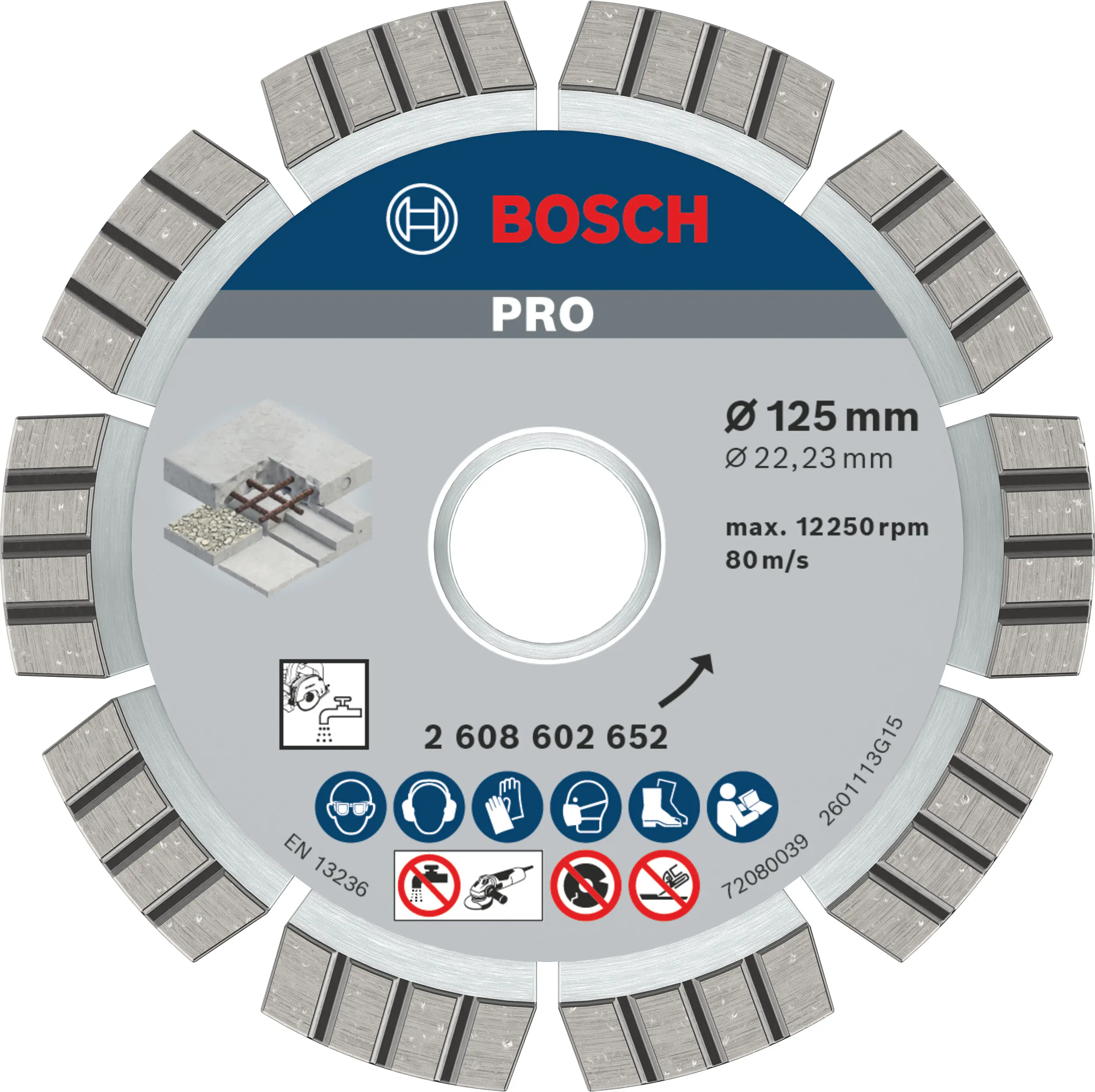 Bosch PRO Concrete Diamanttrennscheibe, 125 x 22,23 mm