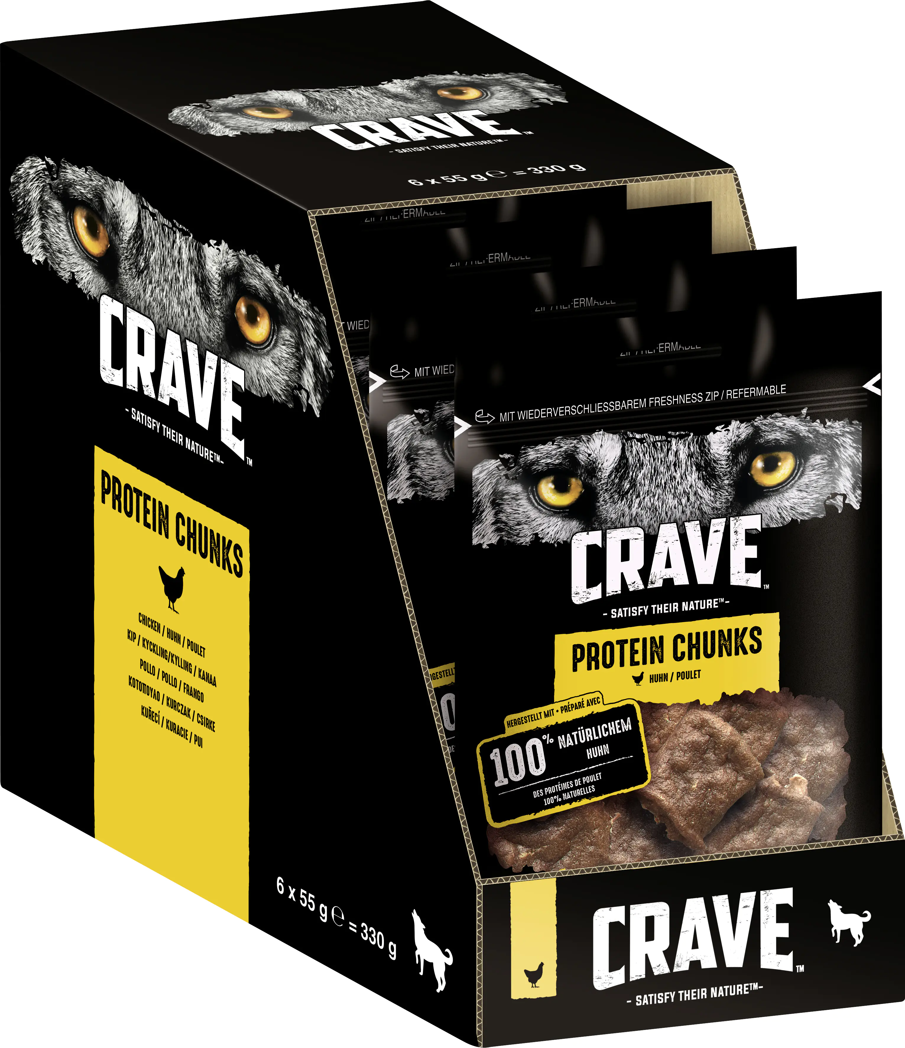 Crave Protein Chunks mit Huhn Hundesnack 55 g