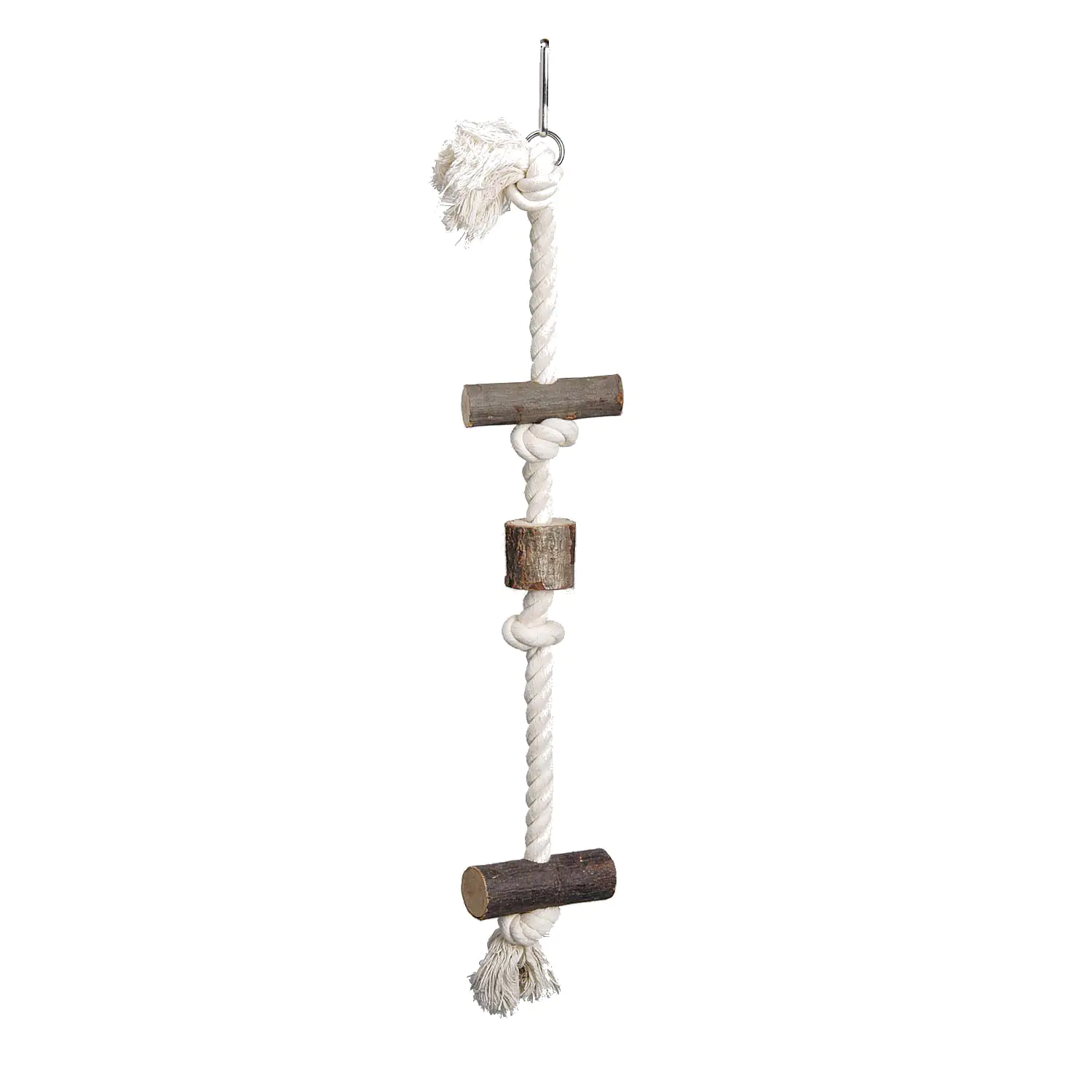 Ollesch Vogelspielzeug 56 cm Seil mit Holz natur