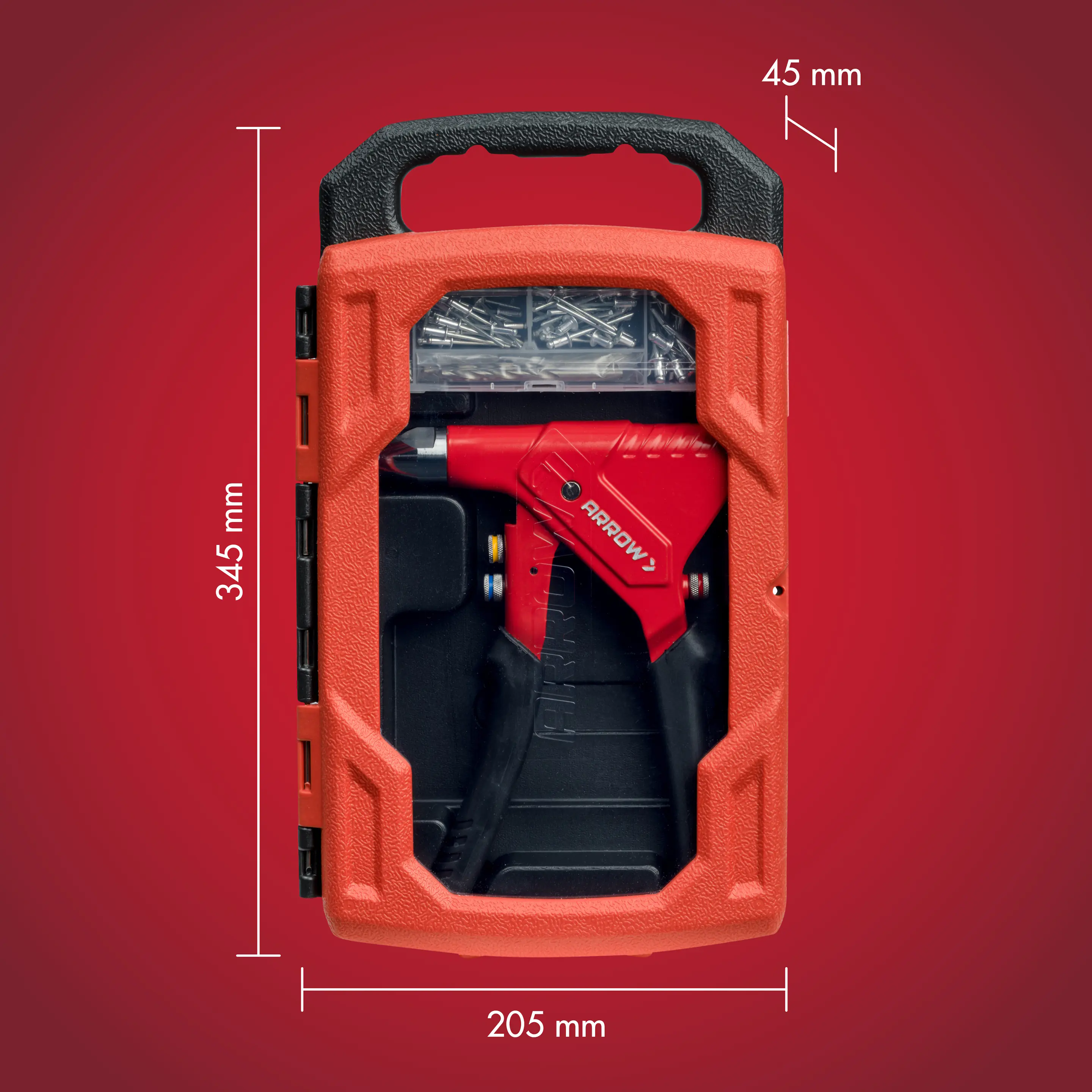 Arrow Blindnietzange RT189 Set 20,5 cm inkl. 100 Nieten, 4 HSS-Bohrer & 4 passende Mundstücke