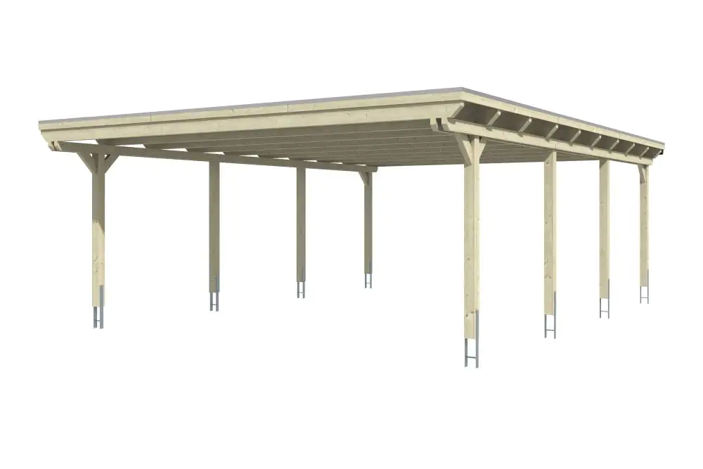 SKAN HOLZ Carport Emsland 613 x 846 cm mit Aluminiumdach, lasiert in Weiß