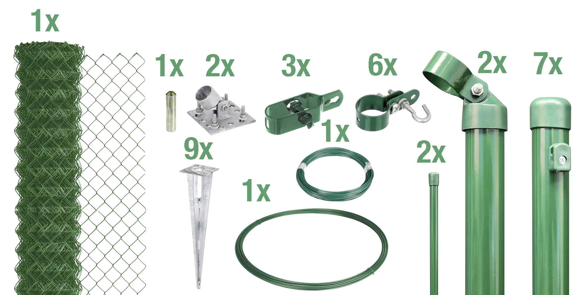 Alberts Komplettset Maschendrahtzaun 15 m 125 cm grün Einschlag-Bodenhülse Alberts Komplettset Maschendrahtzaun 15 m 125 cm grün Einschlag-Bodenhülse