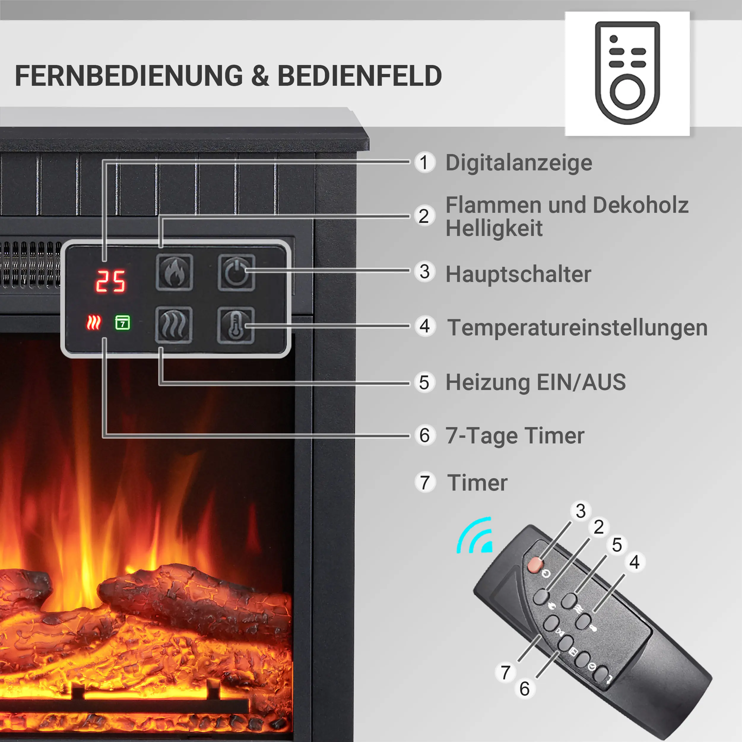 Elektrokamin BALDERIA Ember - Standkamin - schwarz