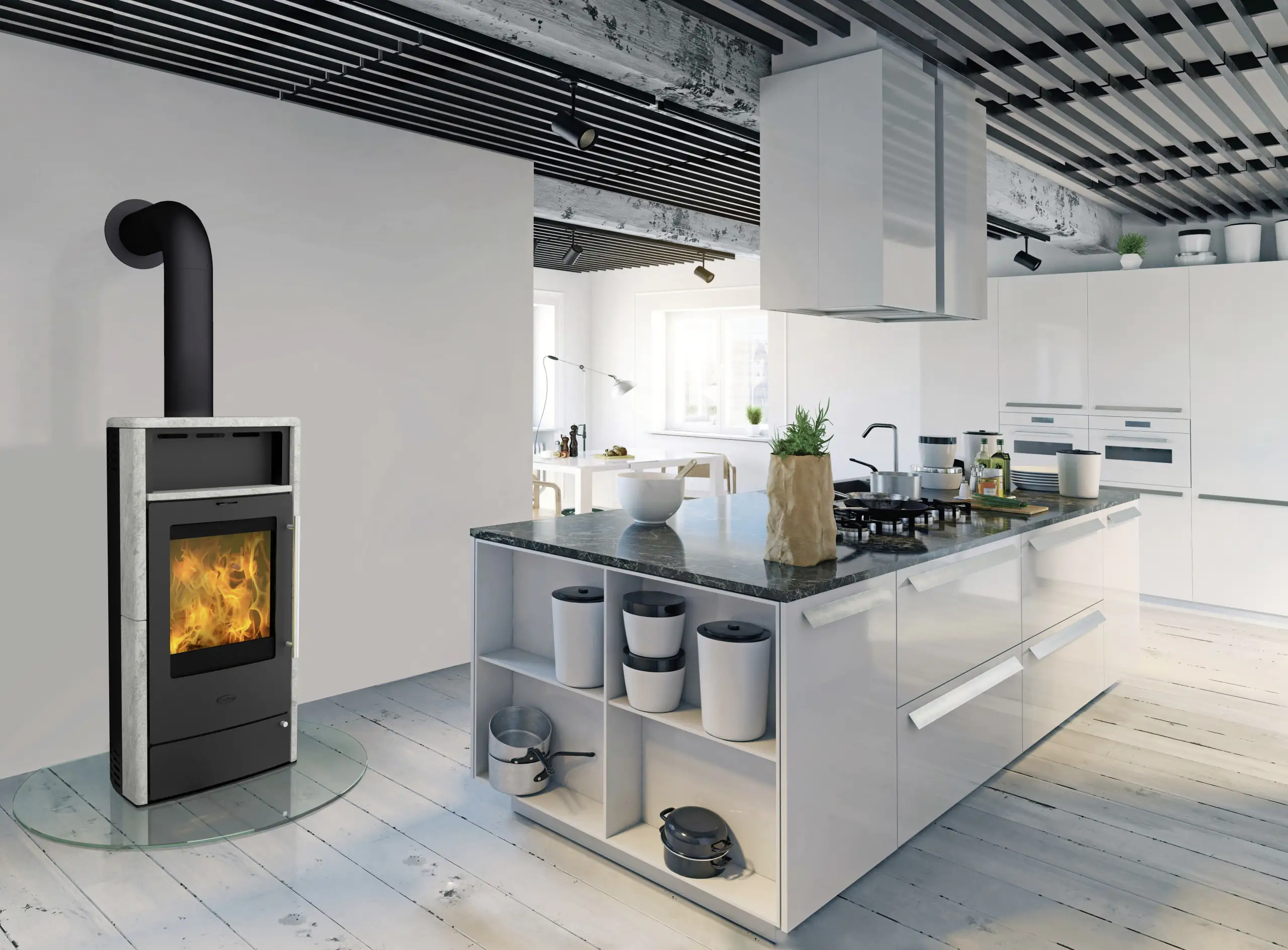 Fireplace Kaminofen Torino Speckstein, schwarz, 6 KW