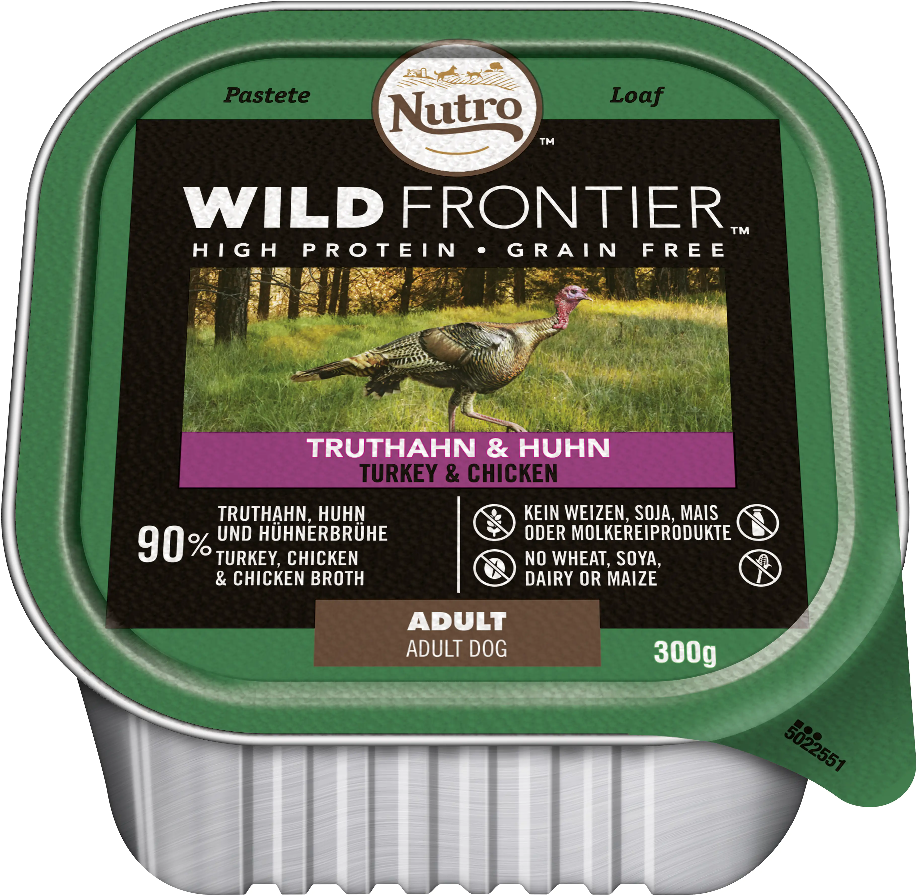 Nutro Wild Frontier Hund Schale Truthahn und Huhn 20 x 300 g Adult