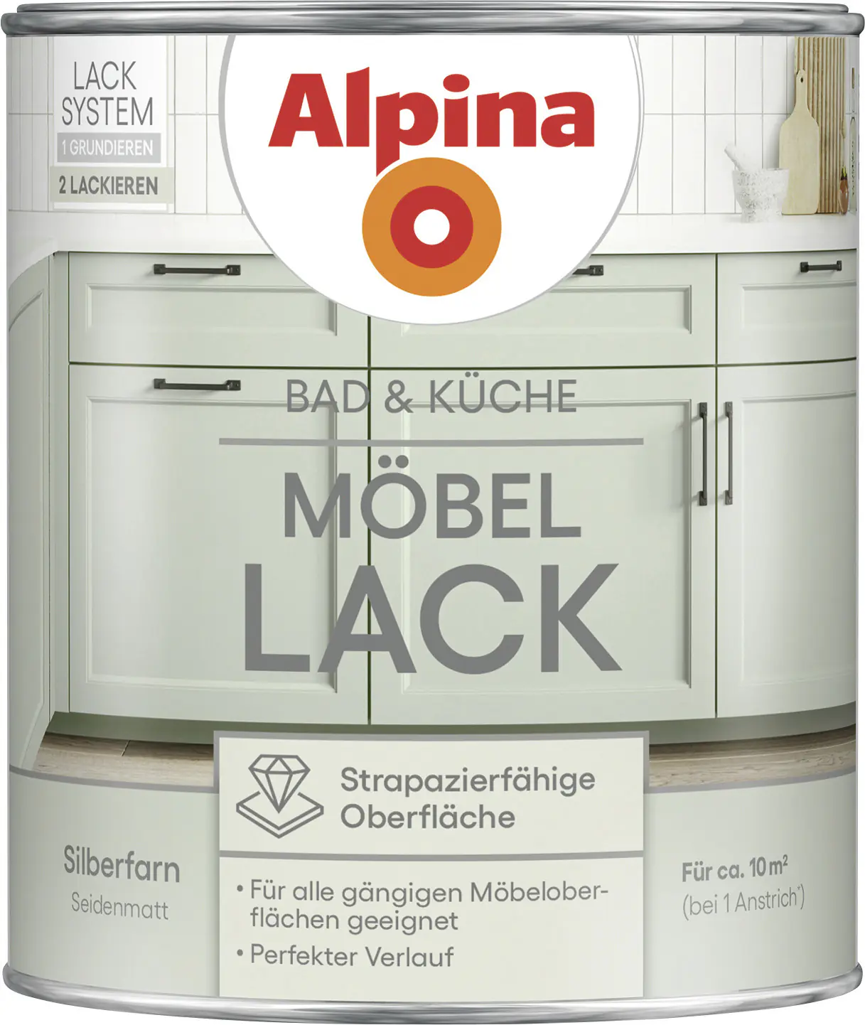 Alpina Möbellack für Küche & Badezimmer Silberfarn 750 ml