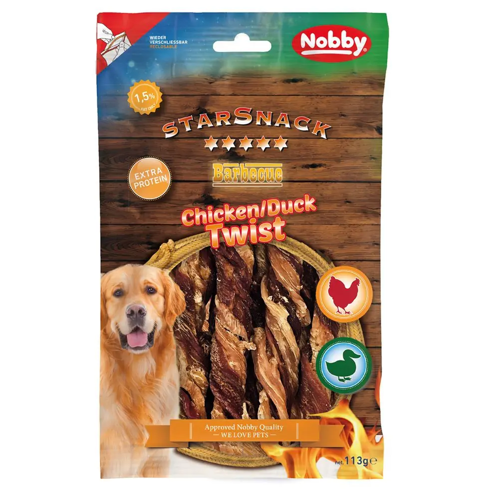 Nobby StarSnack Hundesnack Kausticks Adult 113 g BBQ Chicken/Duck Twist
