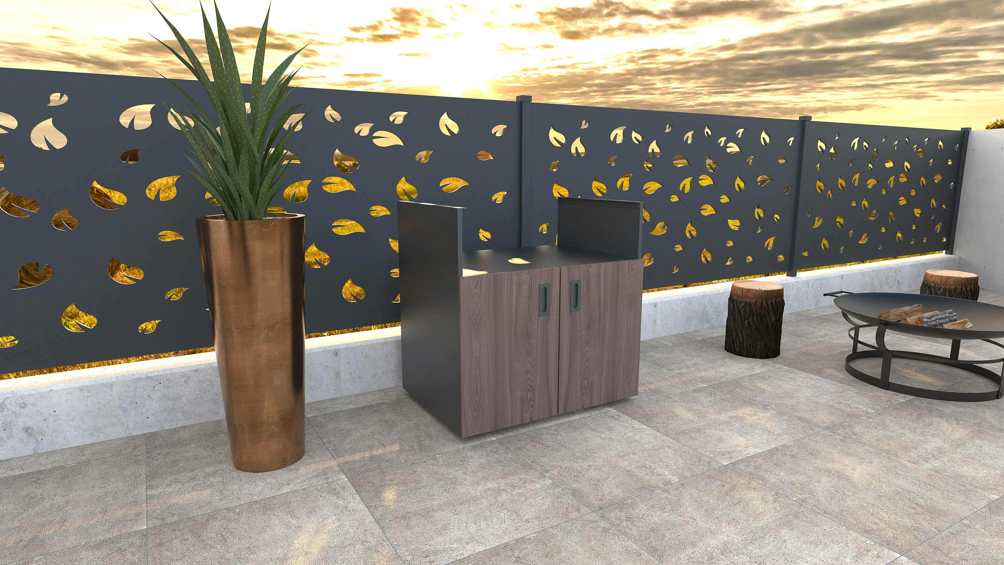 Bellano Living Element für Outdoorküchen inkl. Grillelement und 2 Türen walnuss Bellano Living Element für Outdoorküchen inkl. Grillelement und 2 Türen walnuss