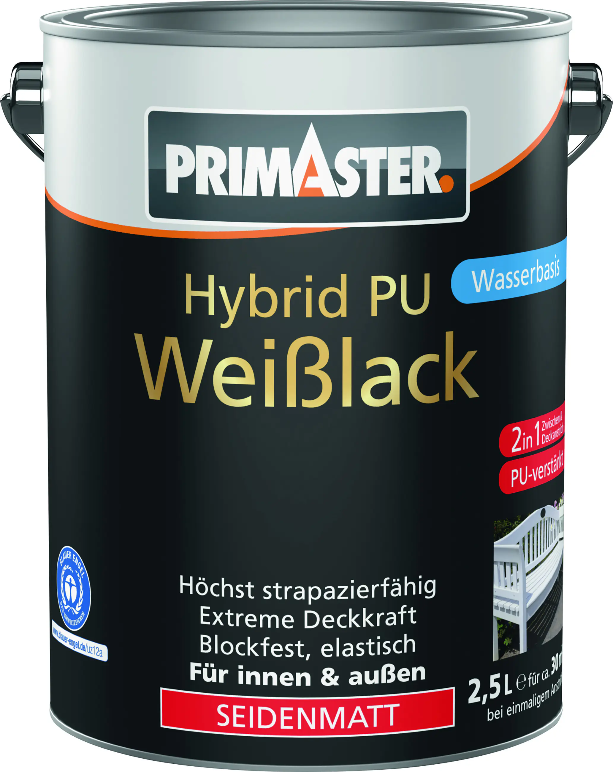 Primaster Hybrid PU-Weißlack weiß seidenmatt 2,5 L