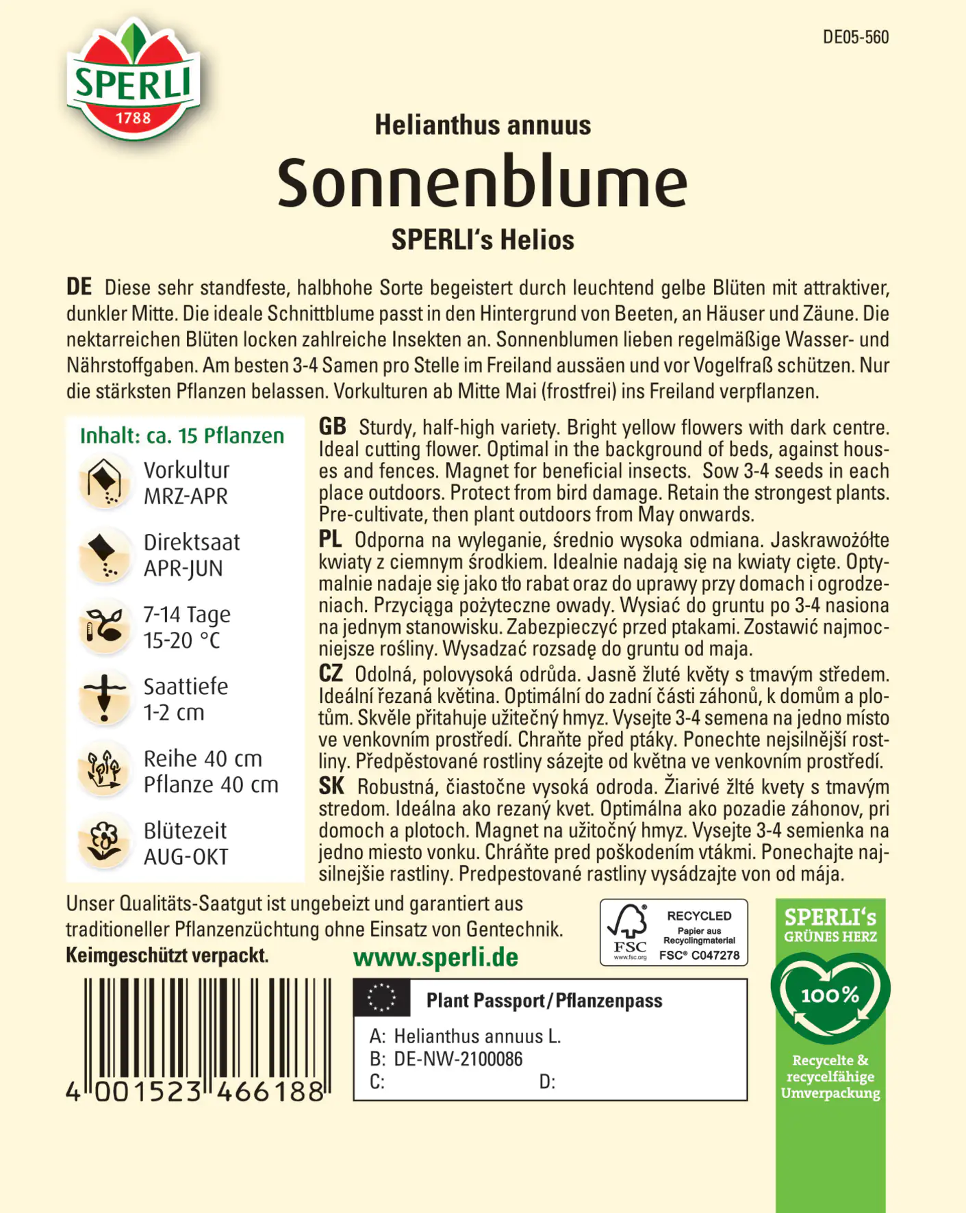 Sperli Sonnenblume SPERLI's Helios