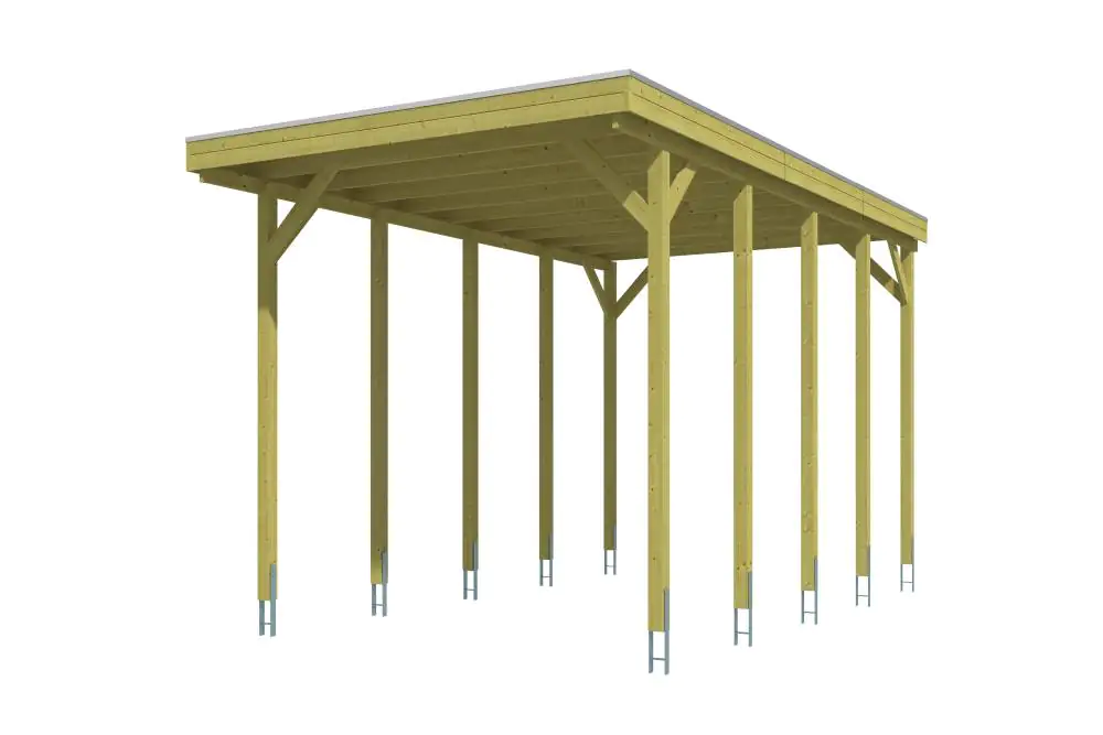 SKAN HOLZ Carport Friesland Caravan 397 x 708 cm, lasiert in Nussbaum