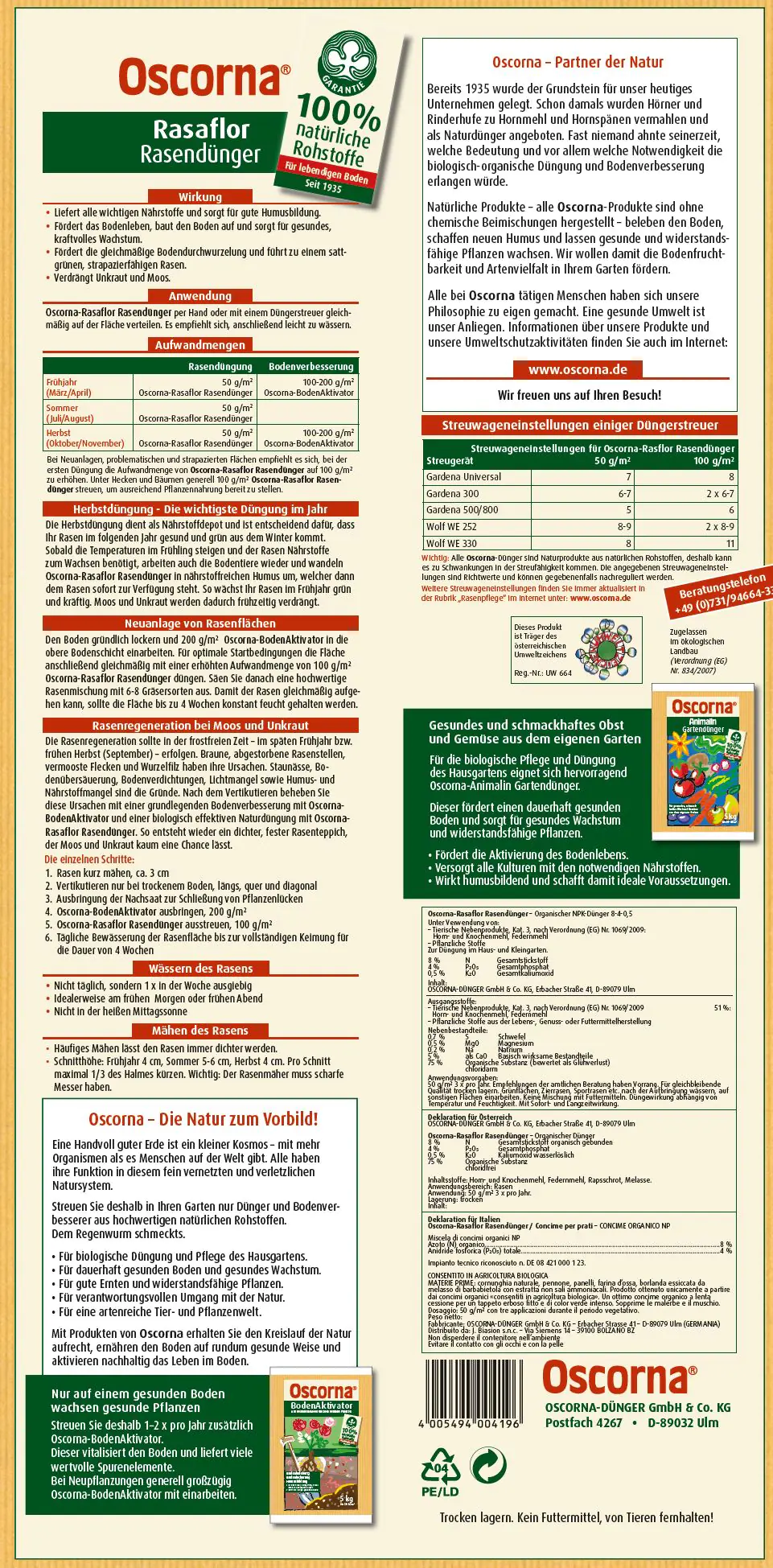 Oscorna Rasendünger Rasaflor 10,5 kg