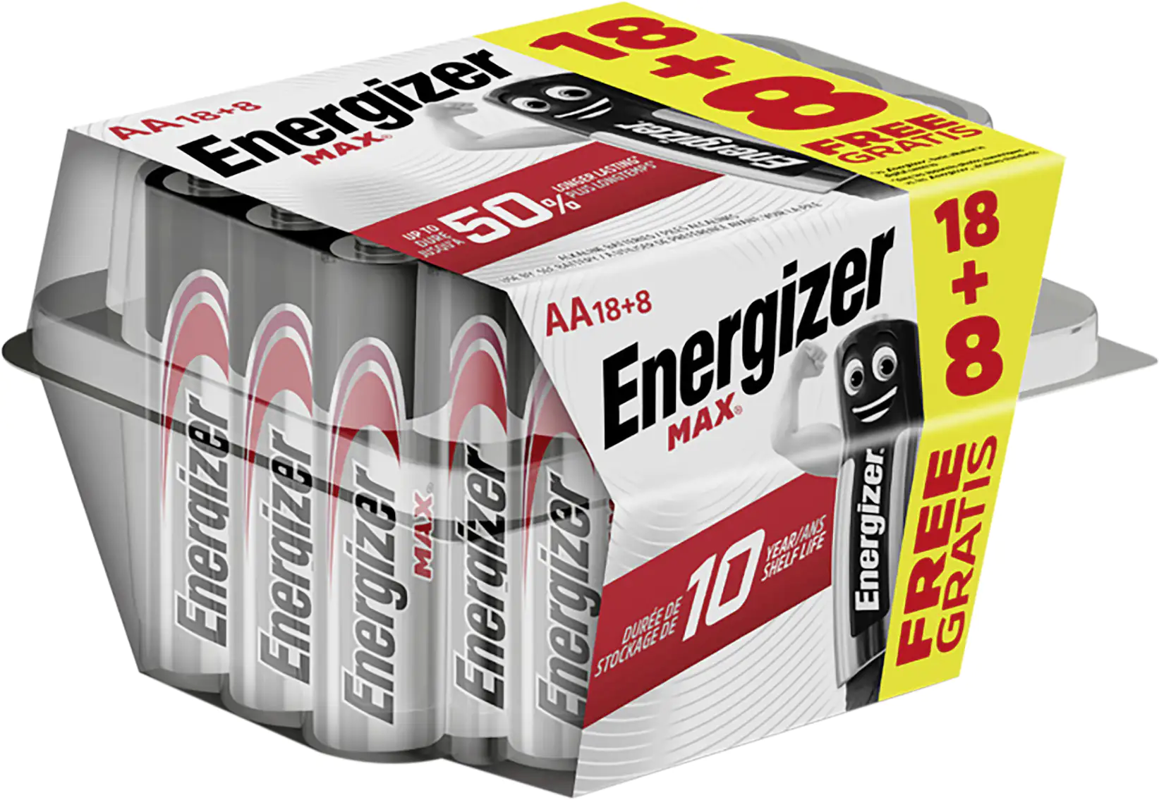 7638900428759 Energizer Max Alkaline Batterie Mignon AA 1,5 V, 18 + 8er Pack