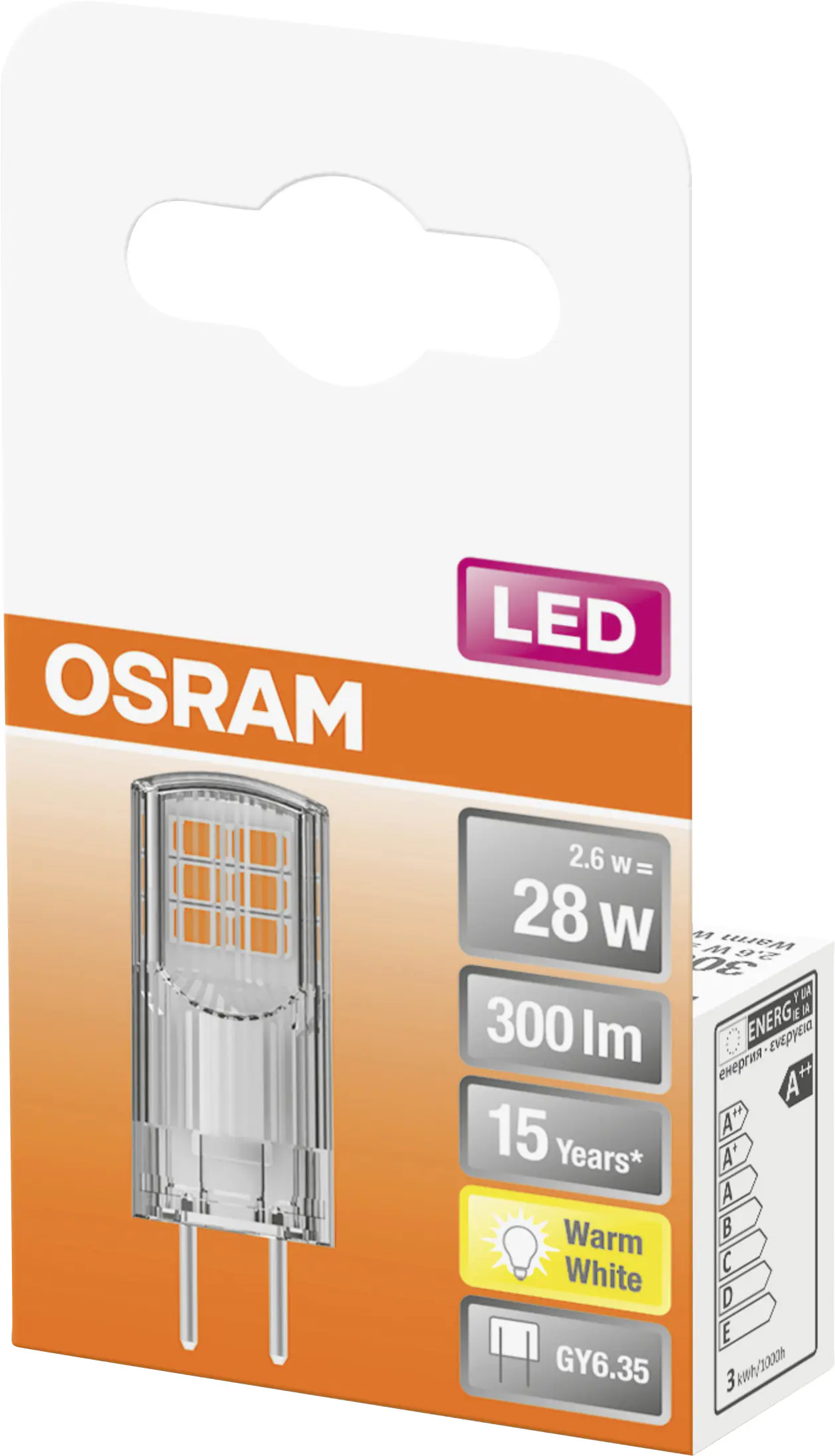 Osram LED Stiftsockellampe 30 GY6.35 2,6W warmweiß, klar