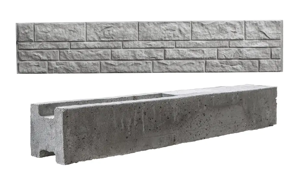 Betonzaun Erweiterungsset mit Zwischenpfosten Standard Fels 231 cm