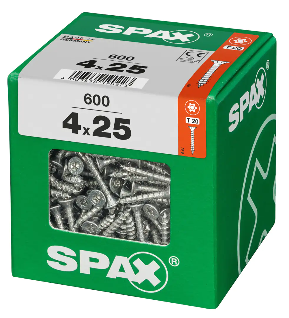 Spax Universalschrauben 4.0 x 25 mm TX 20 - 600 Stk. Spax Universalschrauben 4.0 x 25 mm TX 20 - 600 Stk.