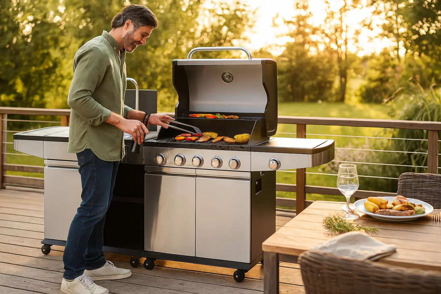 Justus Gasgrill-Küche Juno mit Edelstahlspüle und Armatur Justus Gasgrill-Küche Juno mit Edelstahlspüle und Armatur