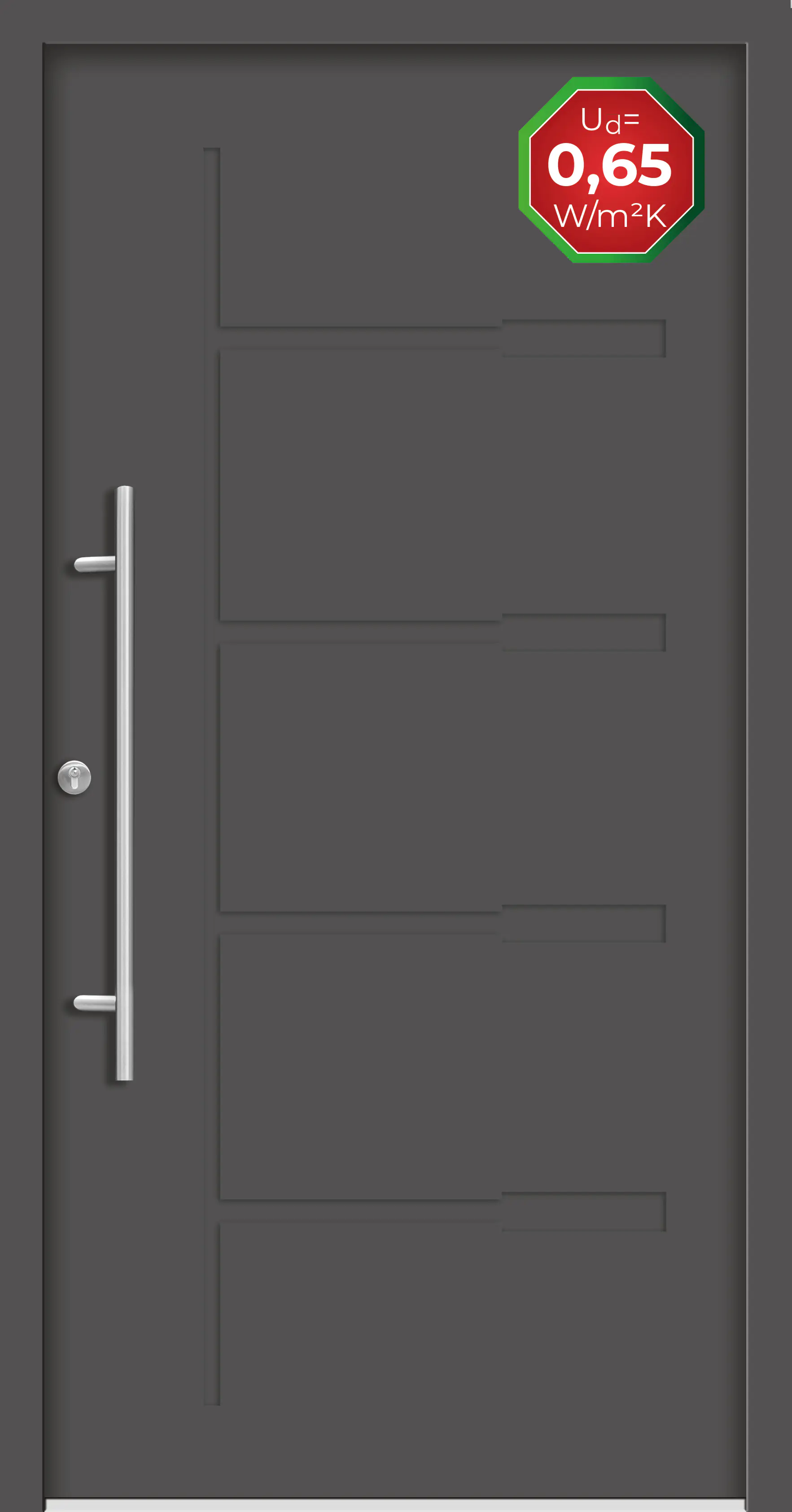 Splendoor Haustür Passivedoor Premium H1 Anthrazit DIN Links 100 x 210 cm