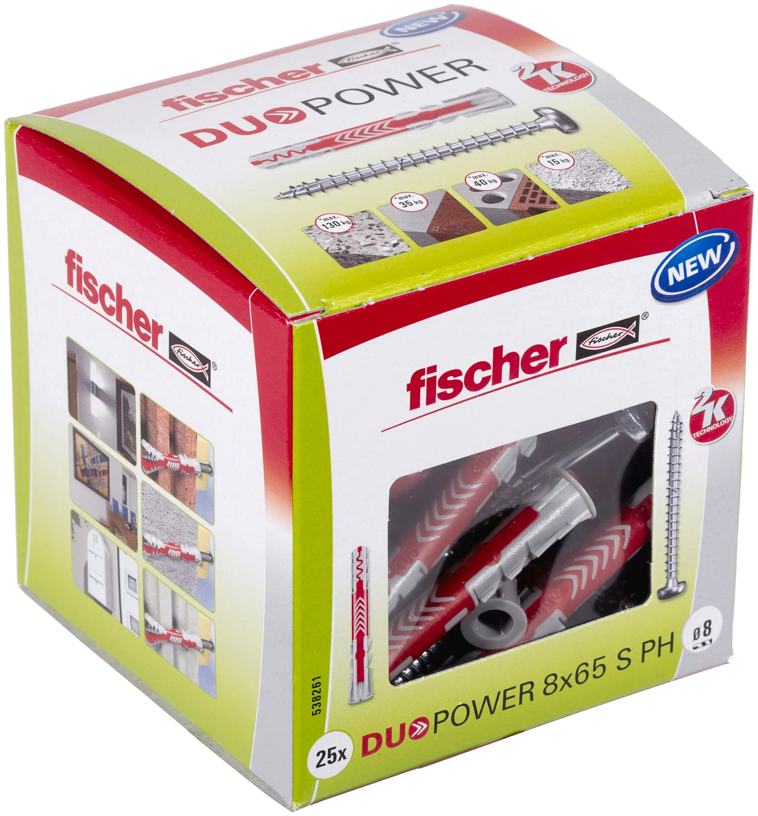 Fischer Dübel-Set Duopower 8.0 x 65 mm + Schrauben - 25 Stück Fischer Dübel-Set Duopower 8.0 x 65 mm + Schrauben - 25 Stück