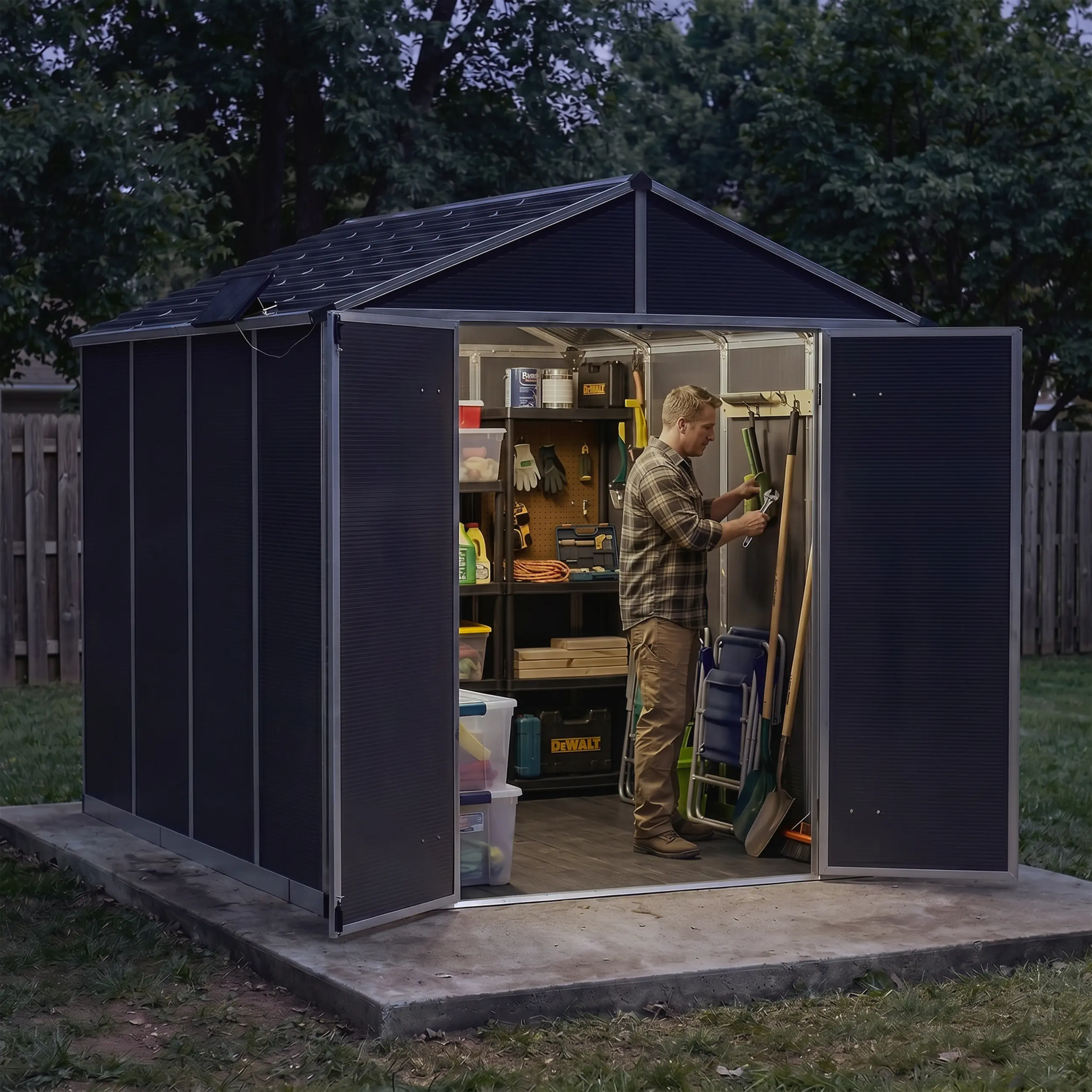 Canopia Gerätehaus Rubicon 8x10 mit Solar LED Kit grau 237,1 x 302,7 cm