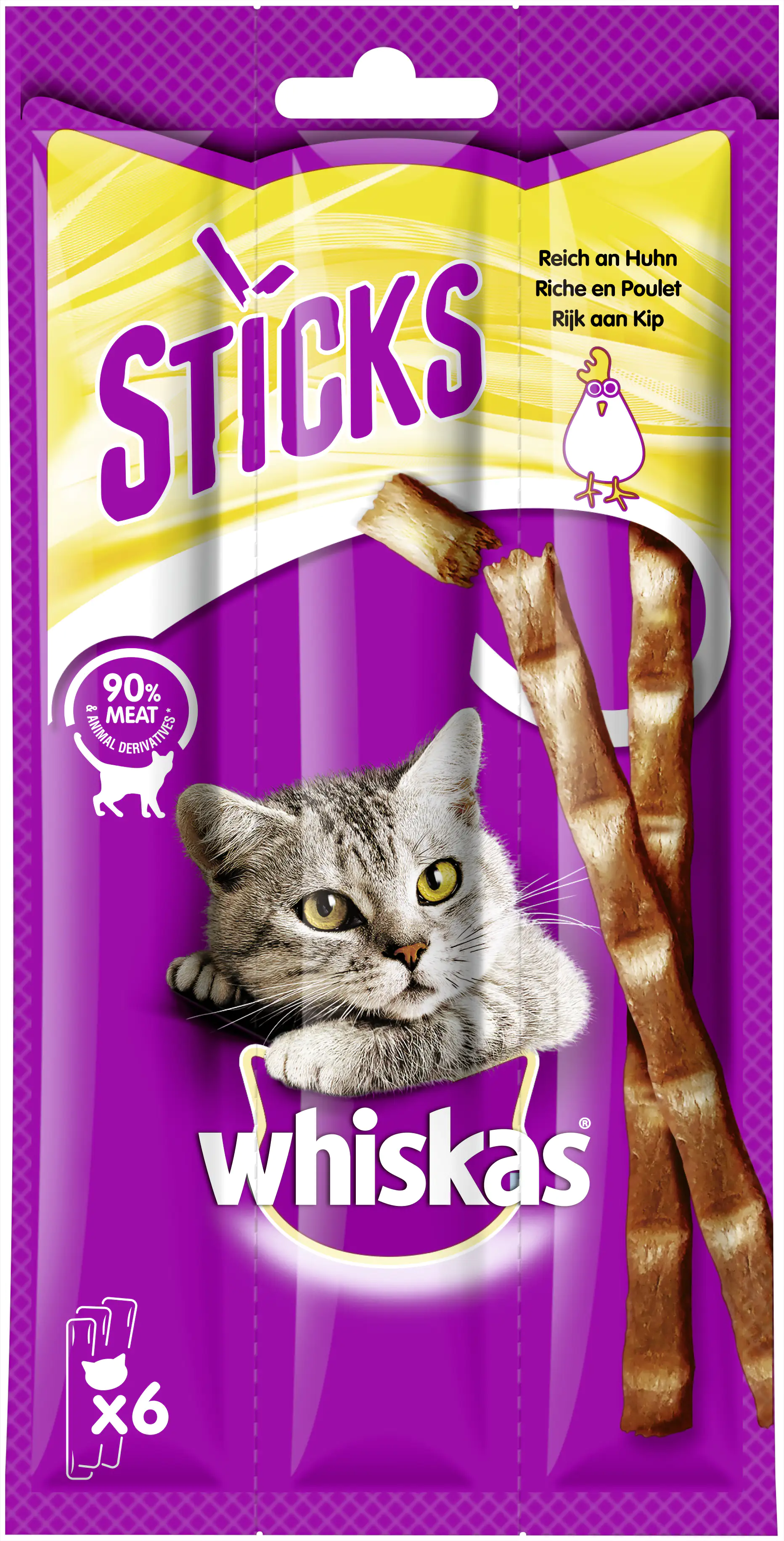 Whiskas Katzensnack Sticks Reich an Huhn 36 g / 6 Stück Whiskas Katzensnack Sticks Reich an Huhn 36 g / 6 Stück